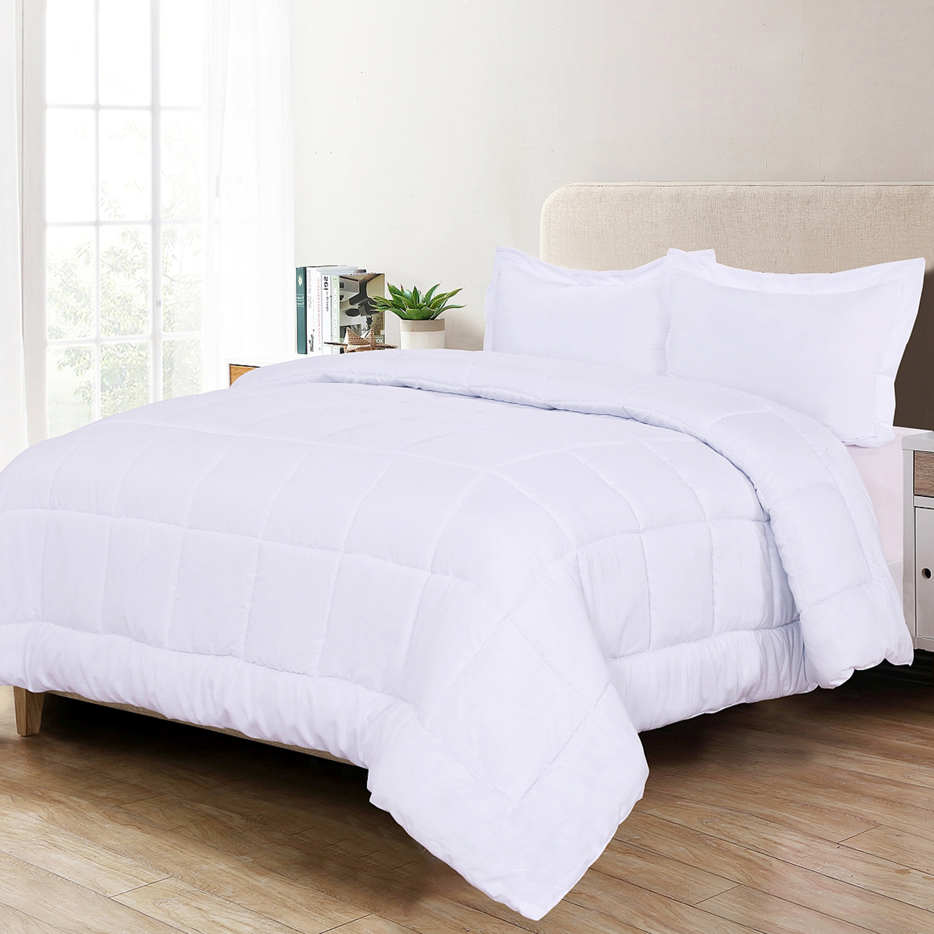 3-Piece Box Stitched Comforter & Shams - Duvet Insert with 4 Corner Tabs