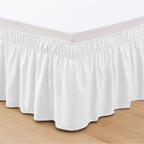 1-Piece Ruffle Bed Skirt - Around Style Elastic Bed Wrap - 16 inch Drop