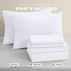 Extra deep Pocket 3 Line Embroidery, 6-Piece Sheet Set