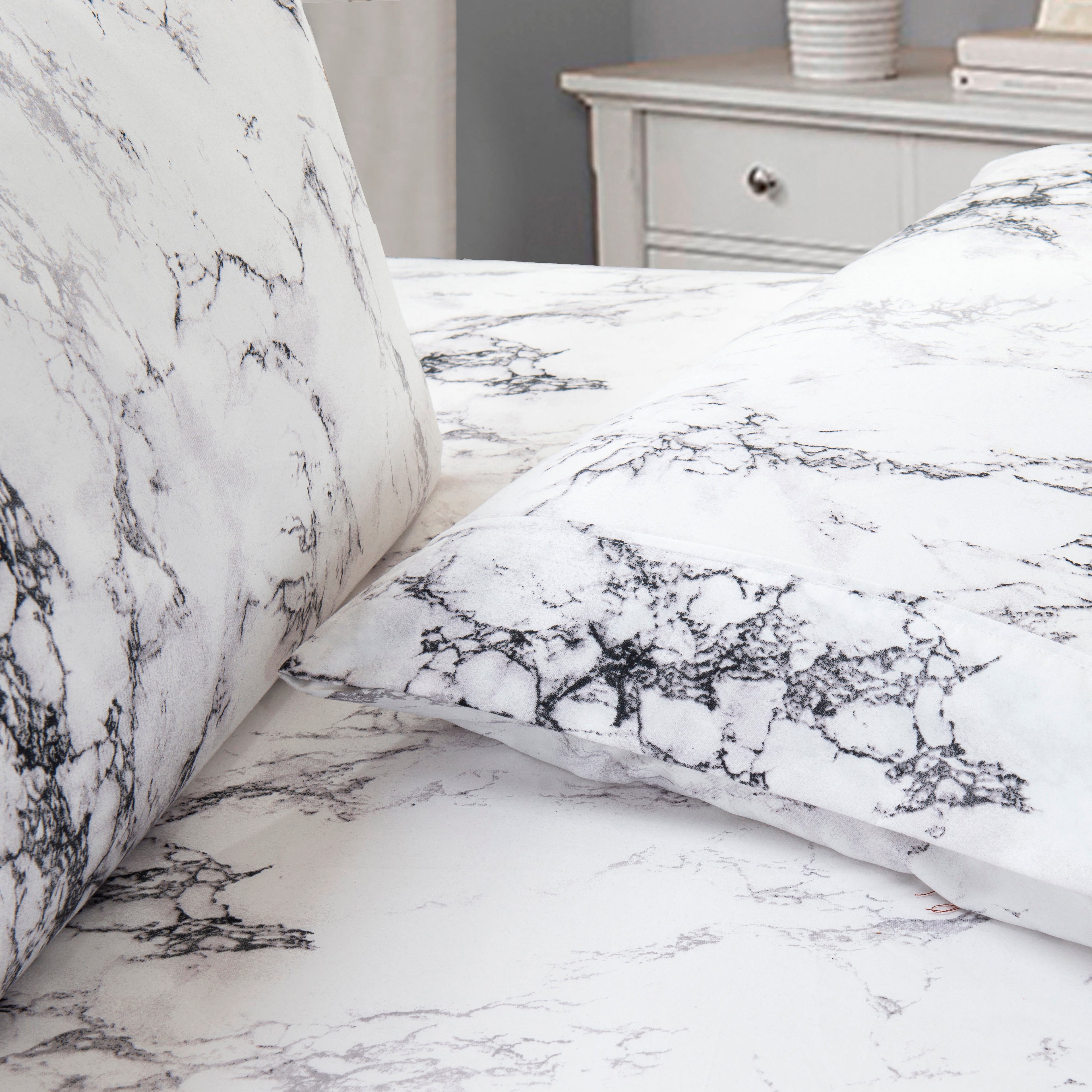 6-Piece Marble Printed Pattern - Soft as a Hotel Premium Quality