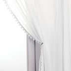 Set of 2 Pom Pom Tasseled Sheer Curtain - Rod Pocket