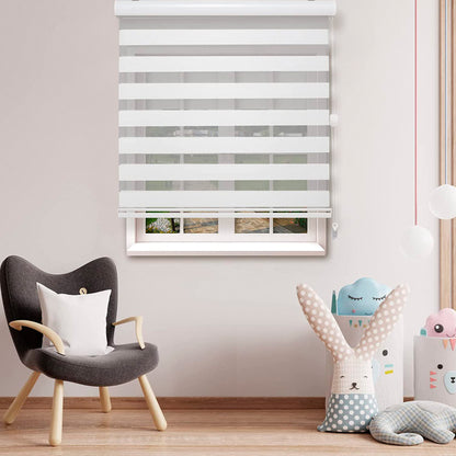 Elegant Comfort Corded Zebra Blinds, Dual Layer Window Treatments Sheer Light Control
