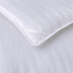 3-Piece Stripe Cotton Box Stitched Comforter Set-Cotton Duvet Insert with 4 Corner Tabs