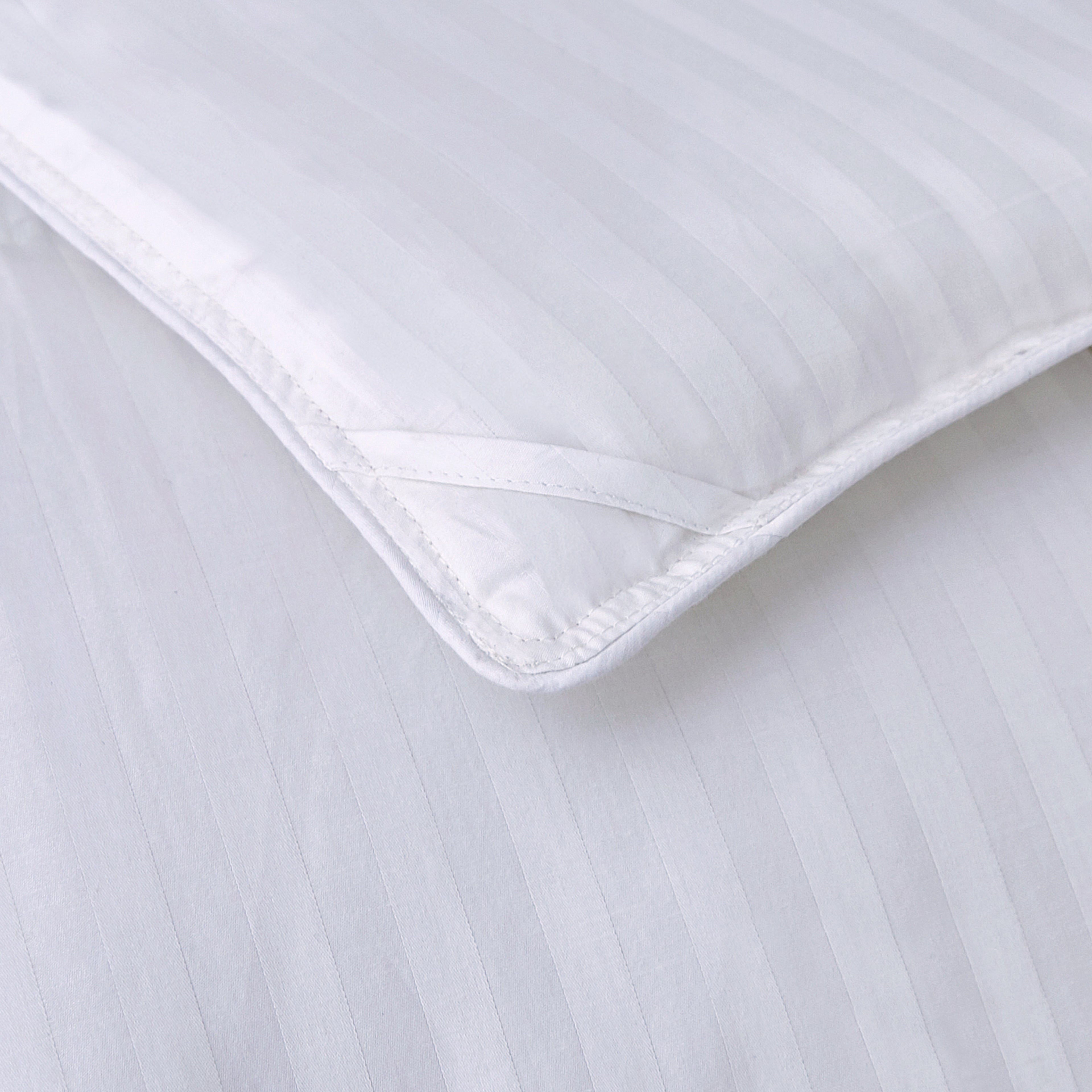 3-Piece Stripe Cotton Box Stitched Comforter Set-Cotton Duvet Insert with 4 Corner Tabs