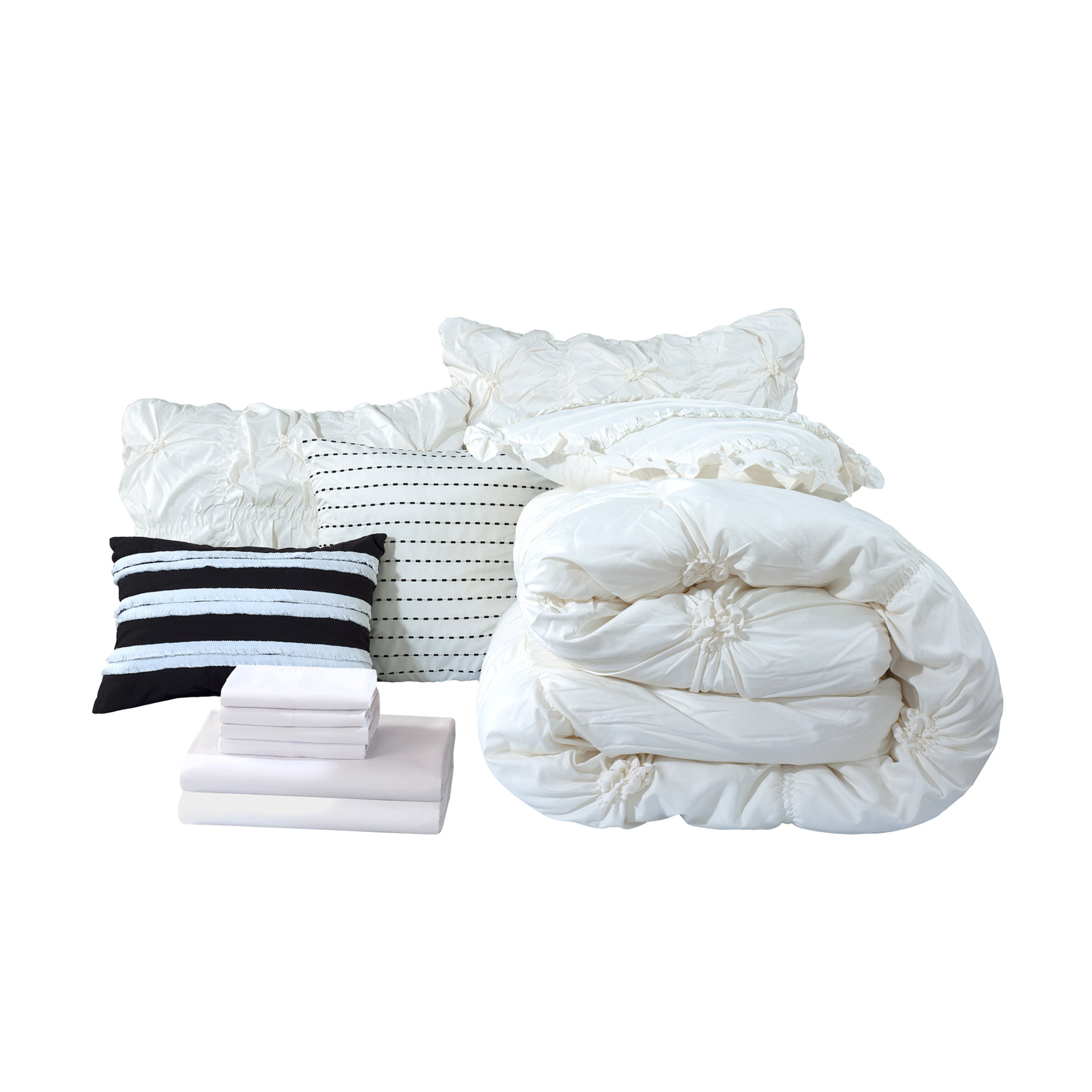 12-Piece Amy Oversized Comforter Set - Includes 6-Piece Sheet Set with Double Sided Storage Pockets
