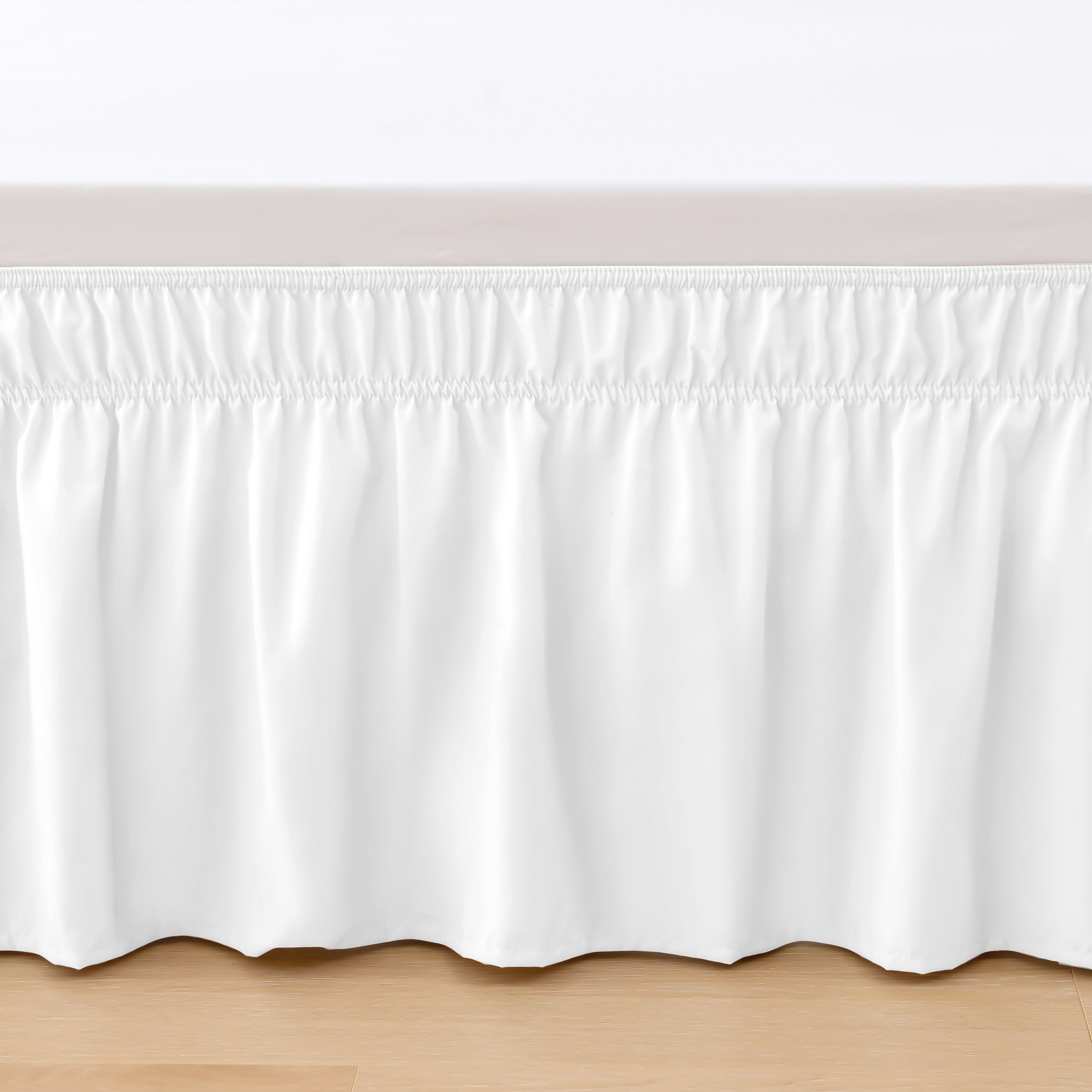 1-Piece Ruffle Bed Skirt - Around Style Elastic Bed Wrap - 16 inch Drop