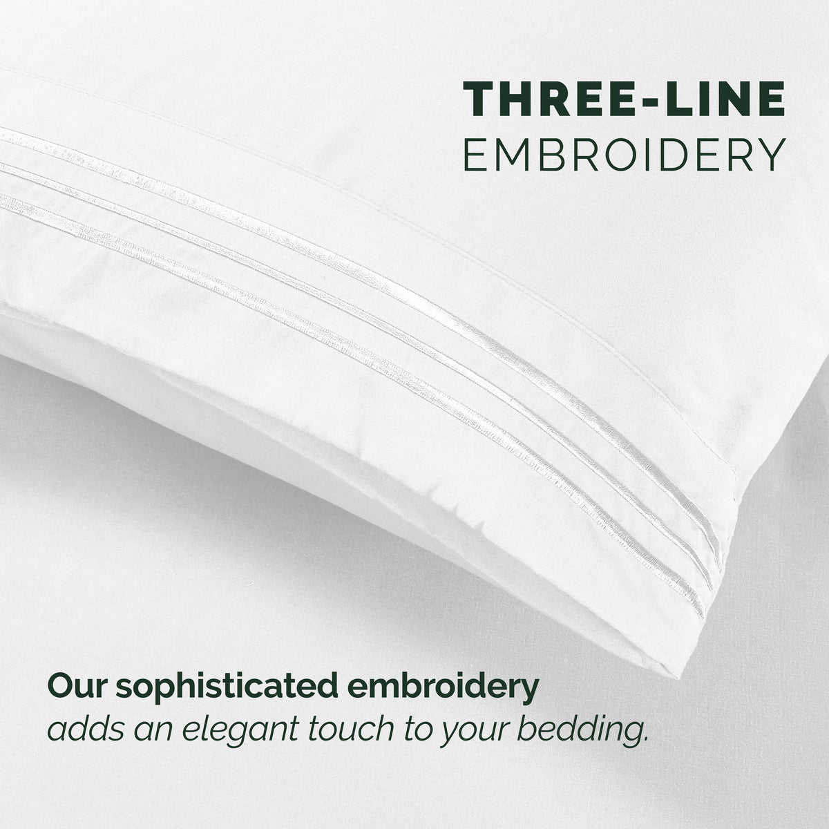 Extra deep Pocket 3 Line Embroidery, 6-Piece Sheet Set