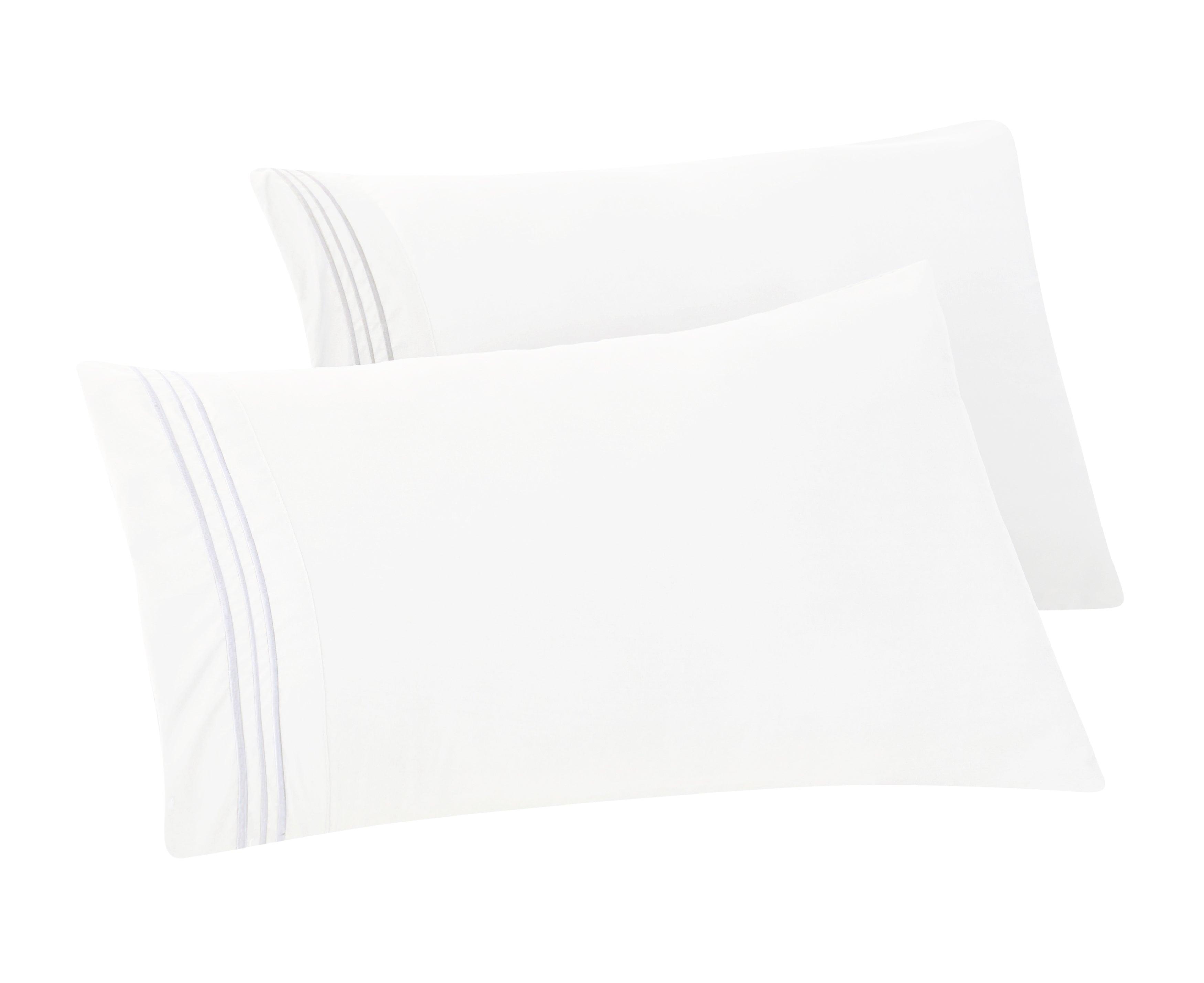 Set of 2 Pillowcases- 3 Line Embroidery