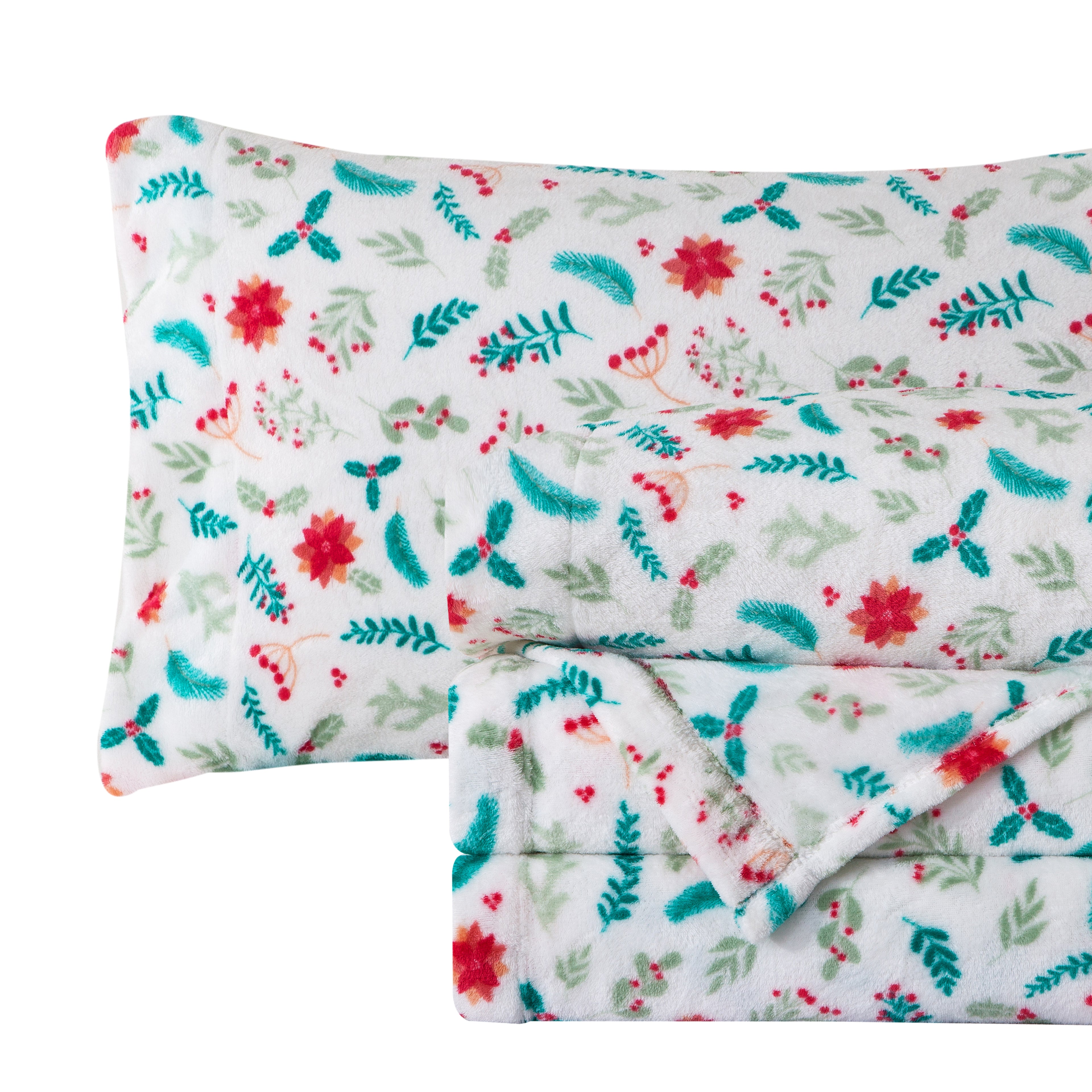4-Piece Holiday Christmas Velvet Plush Flannel Sheet Set