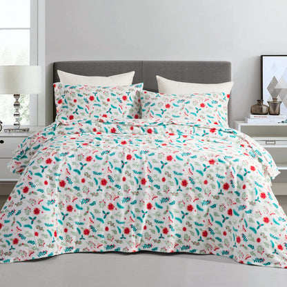 Elegant Comfort 4-Piece Holiday Christmas Velvet Plush Flannel Sheet Set
