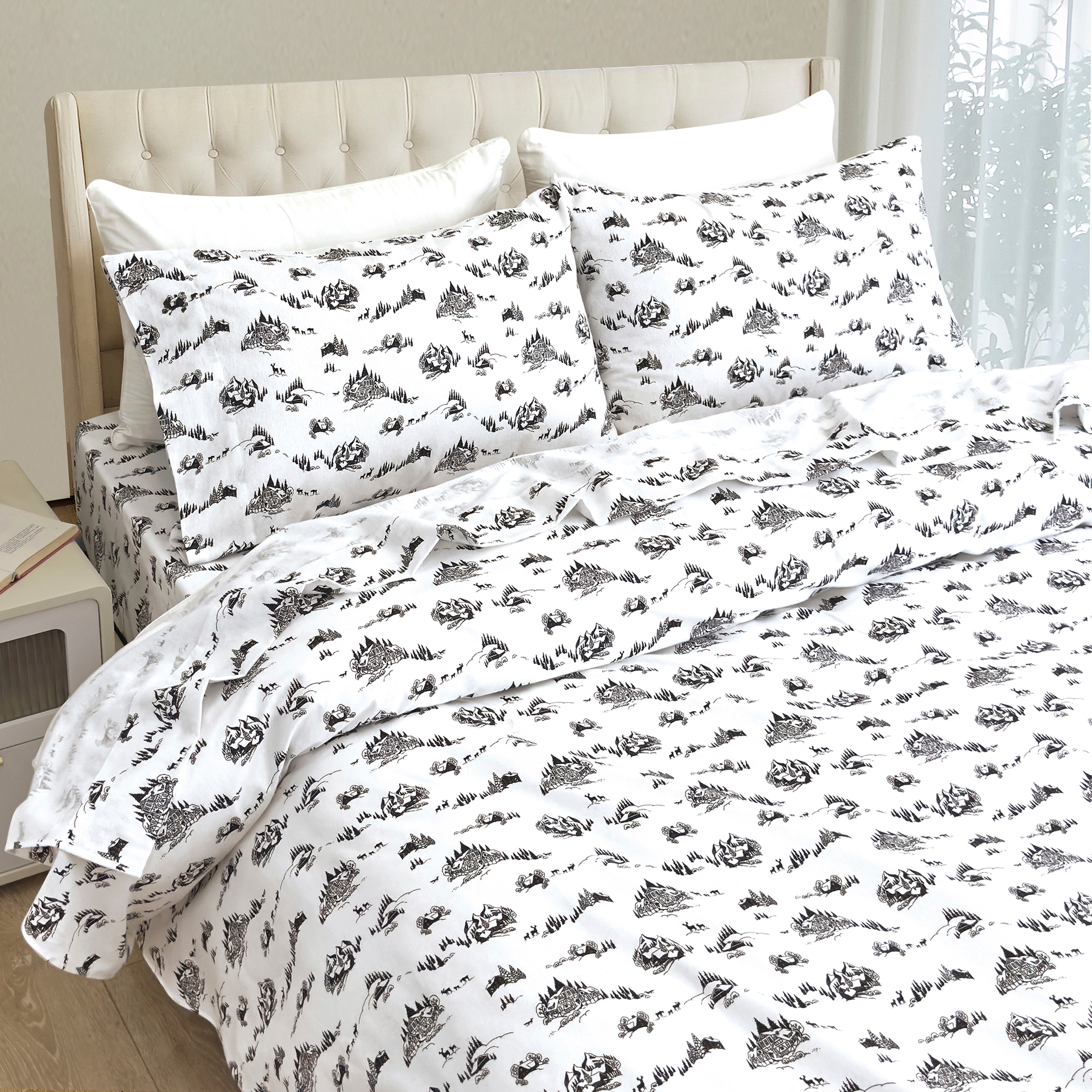 4-Piece Holiday Cotton Flannel Sheet Set - 100% Turkish Cotton