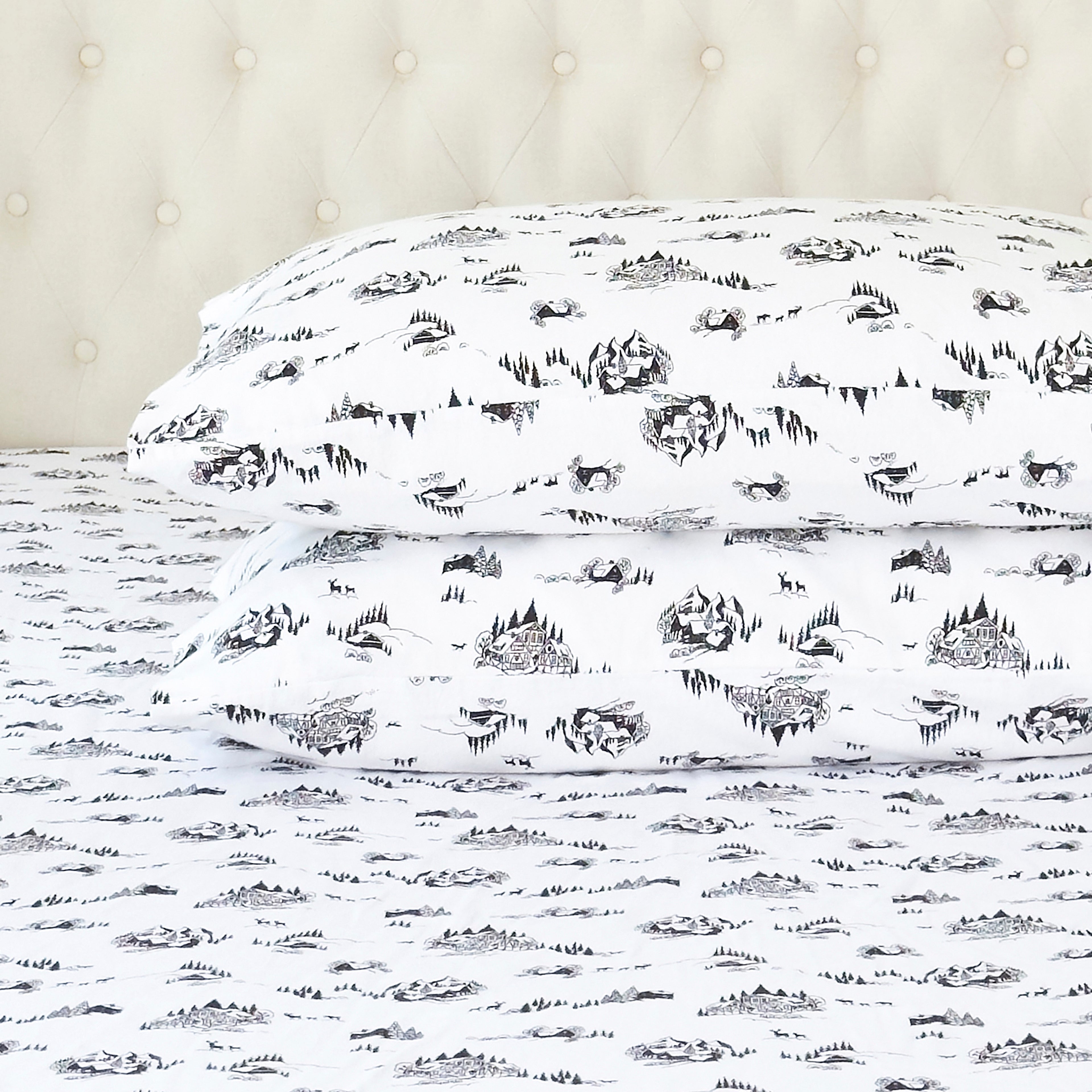 4-Piece Holiday Cotton Flannel Sheet Set - 100% Turkish Cotton