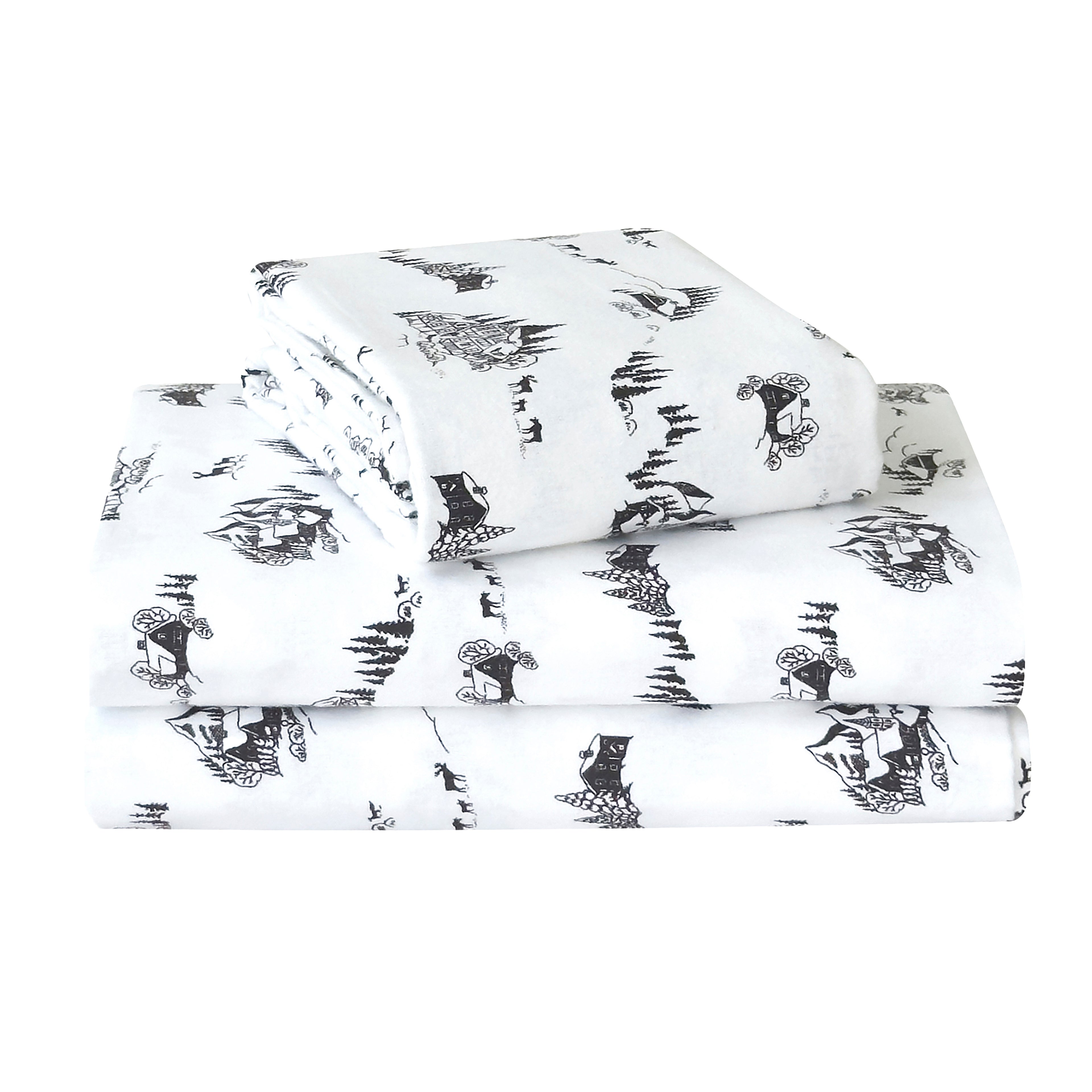 4-Piece Holiday Cotton Flannel Sheet Set - 100% Turkish Cotton