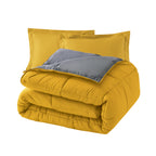 Reversible 3-Piece Box Stitched Comforter & Shams - Duvet Insert with 4 Corner Tabs