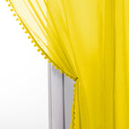 Set of 2 Pom Pom Tasseled Sheer Curtain - Rod Pocket