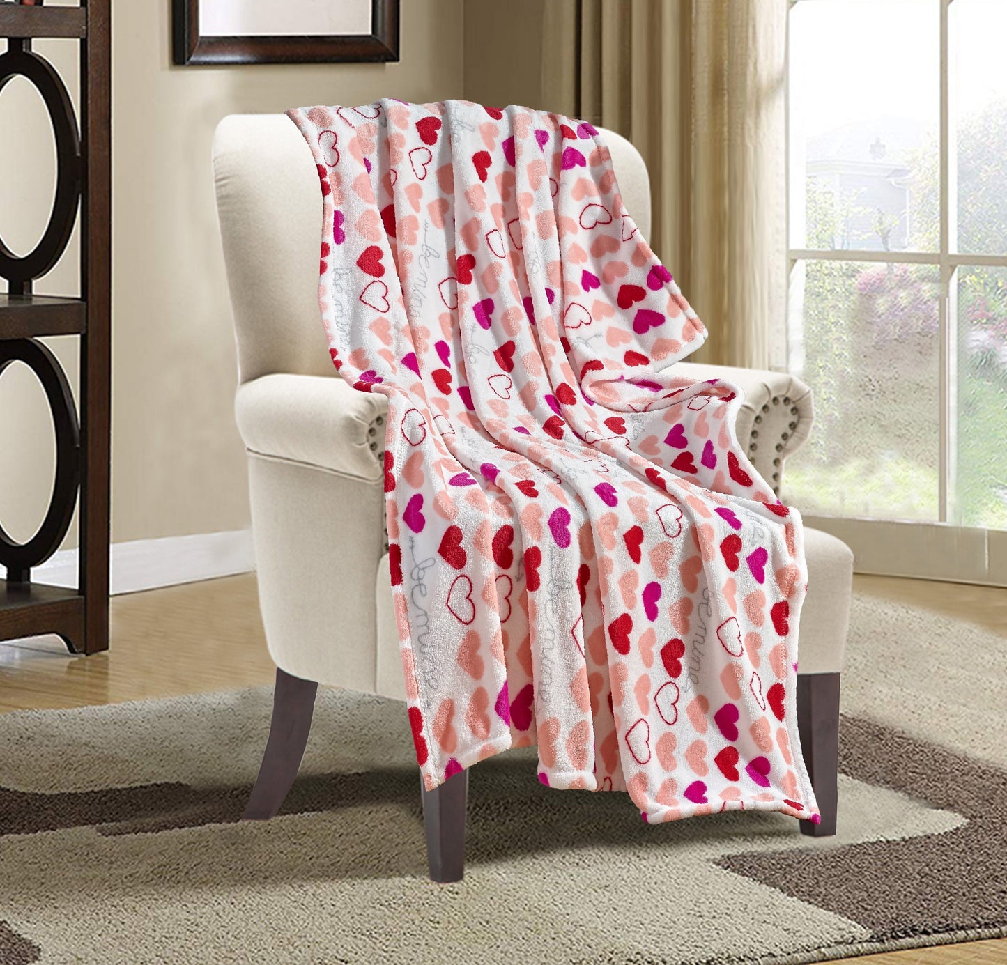 Elegant Comfort Valentine Day 50" x 60" Throw - Love Theme Flannel Fleece Throw Blanket