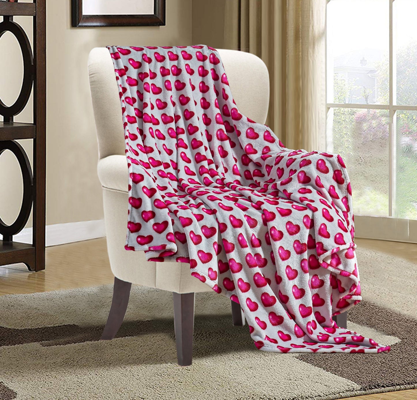 Elegant Comfort Valentine Day 50" x 60" Throw - Love Theme Flannel Fleece Throw Blanket