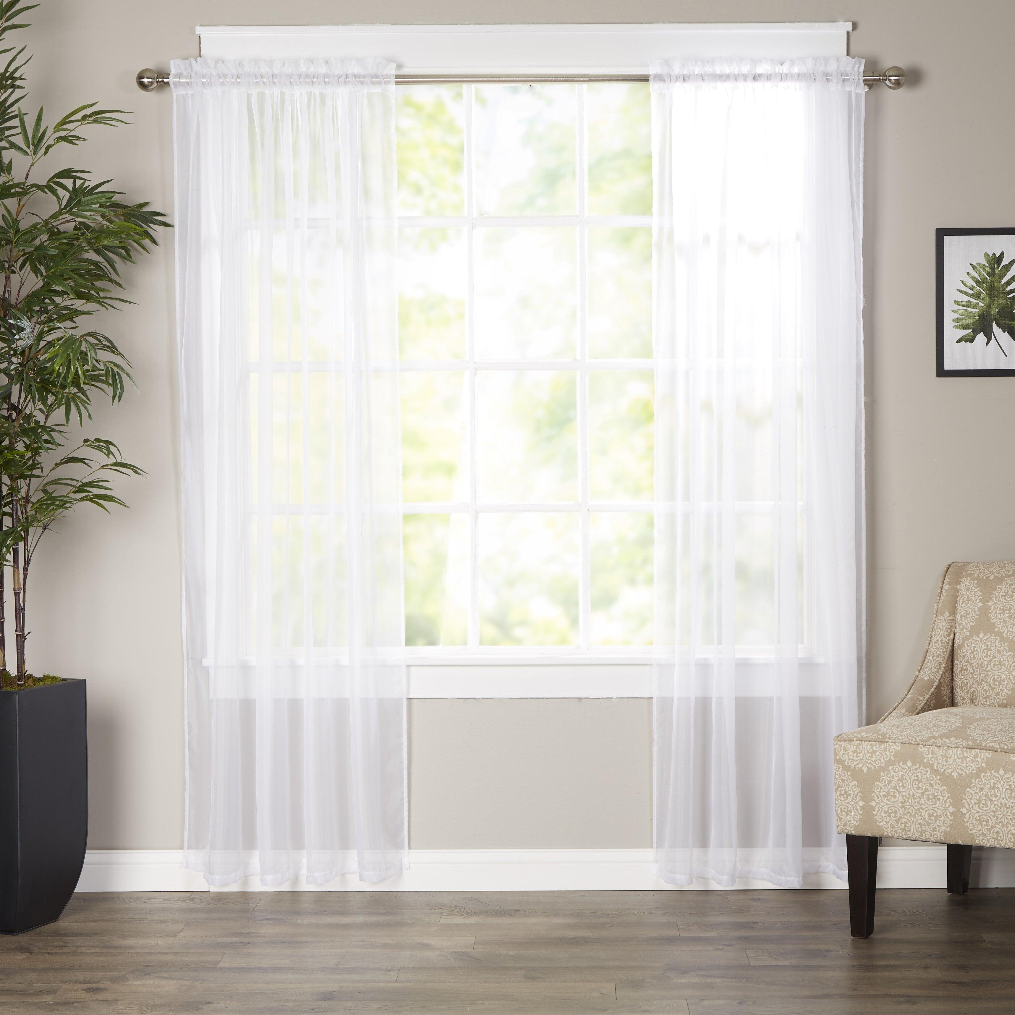 Set of 2 Sheer Curtain Panels - Rod Pocket