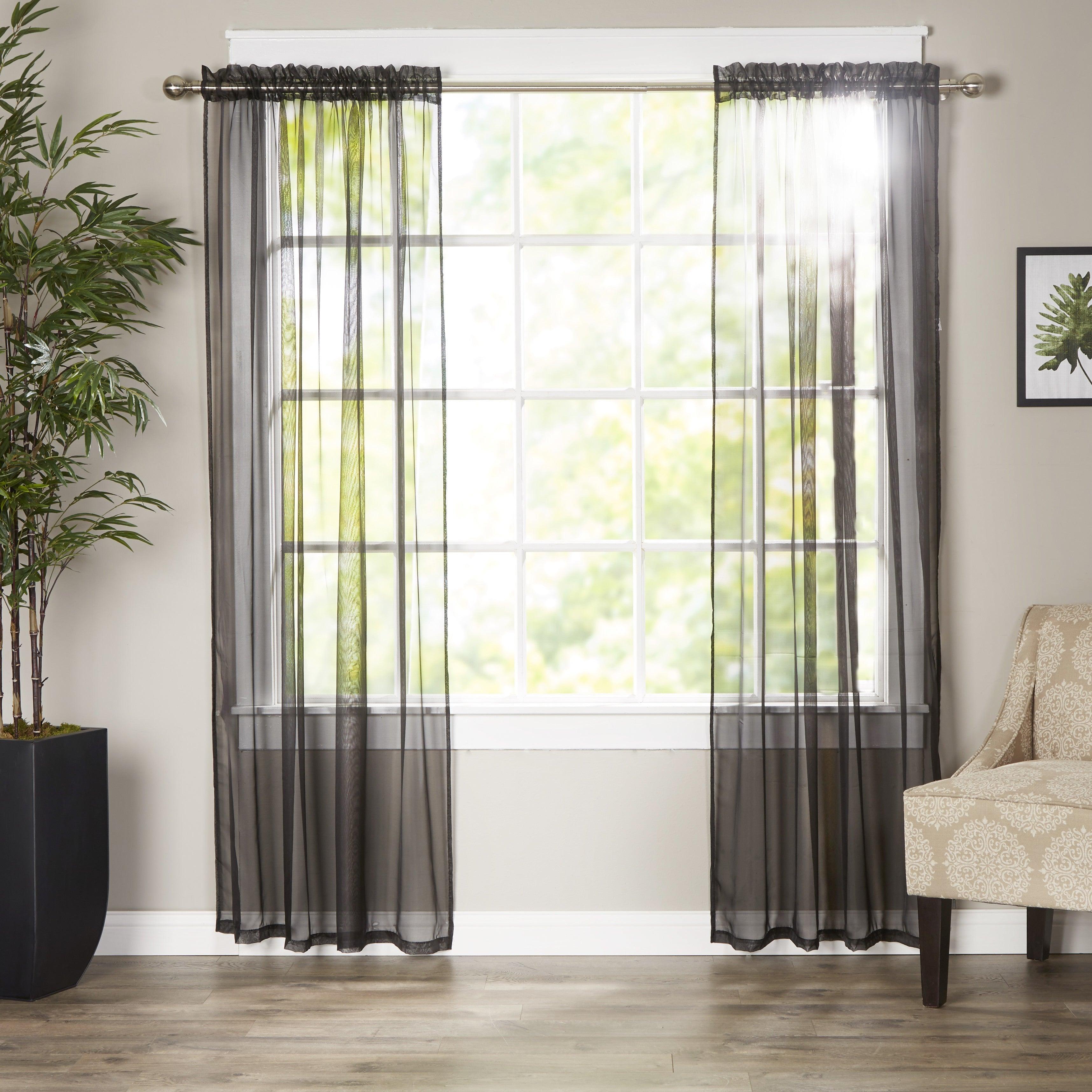 Set of 2 Sheer Curtain Panels - Rod Pocket