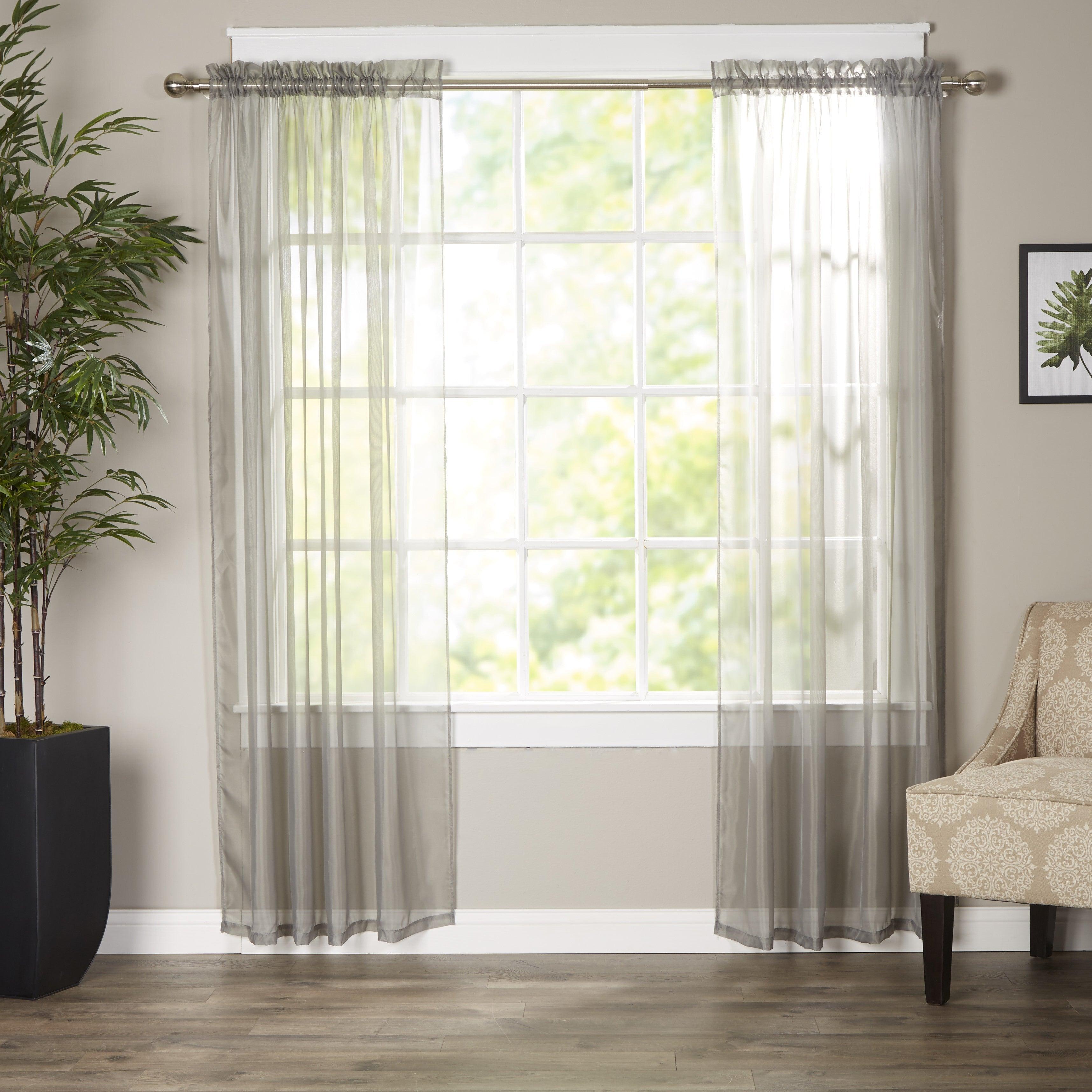 Set of 2 Sheer Curtain Panels - Rod Pocket