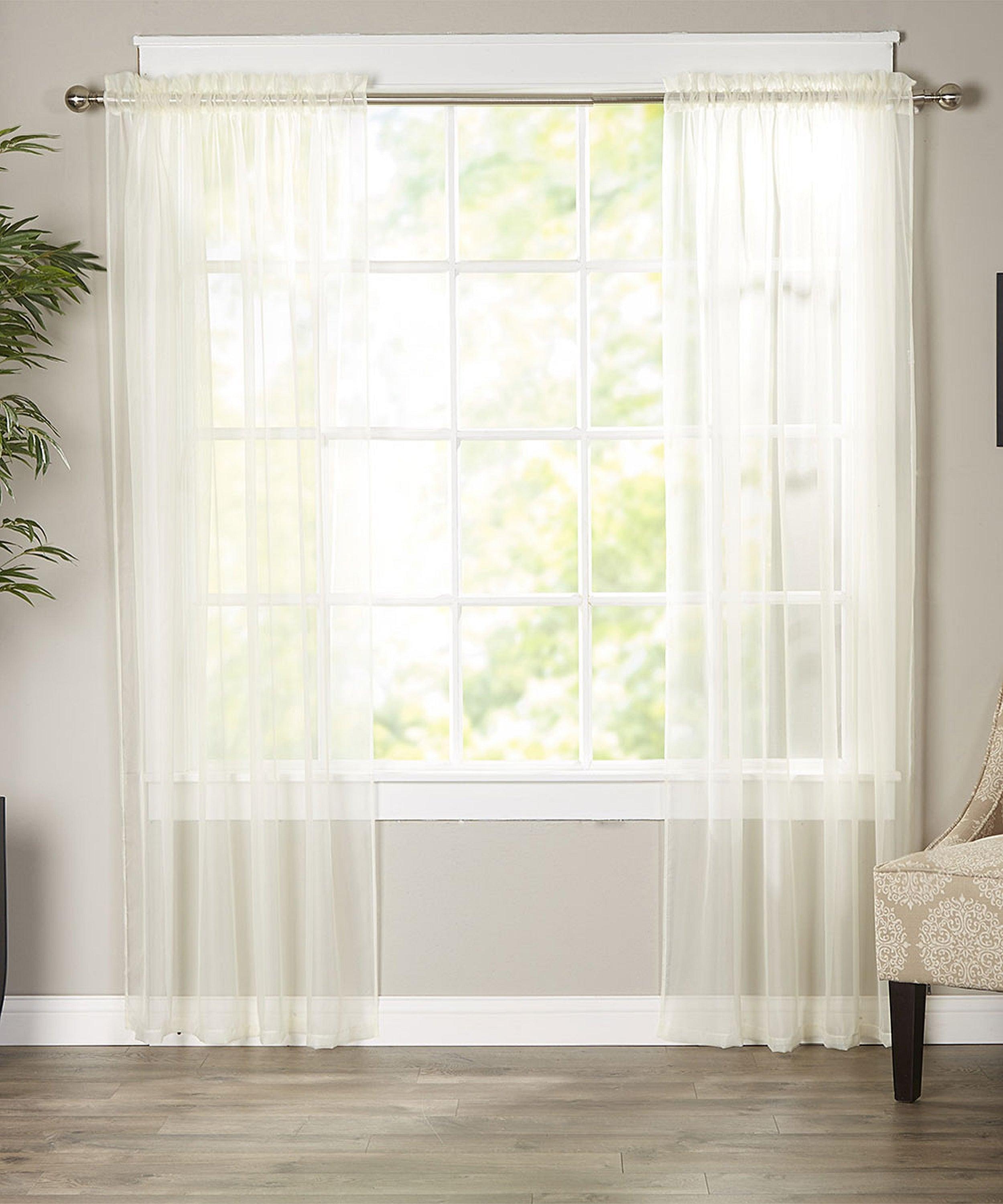 Set of 2 Sheer Curtain Panels - Rod Pocket