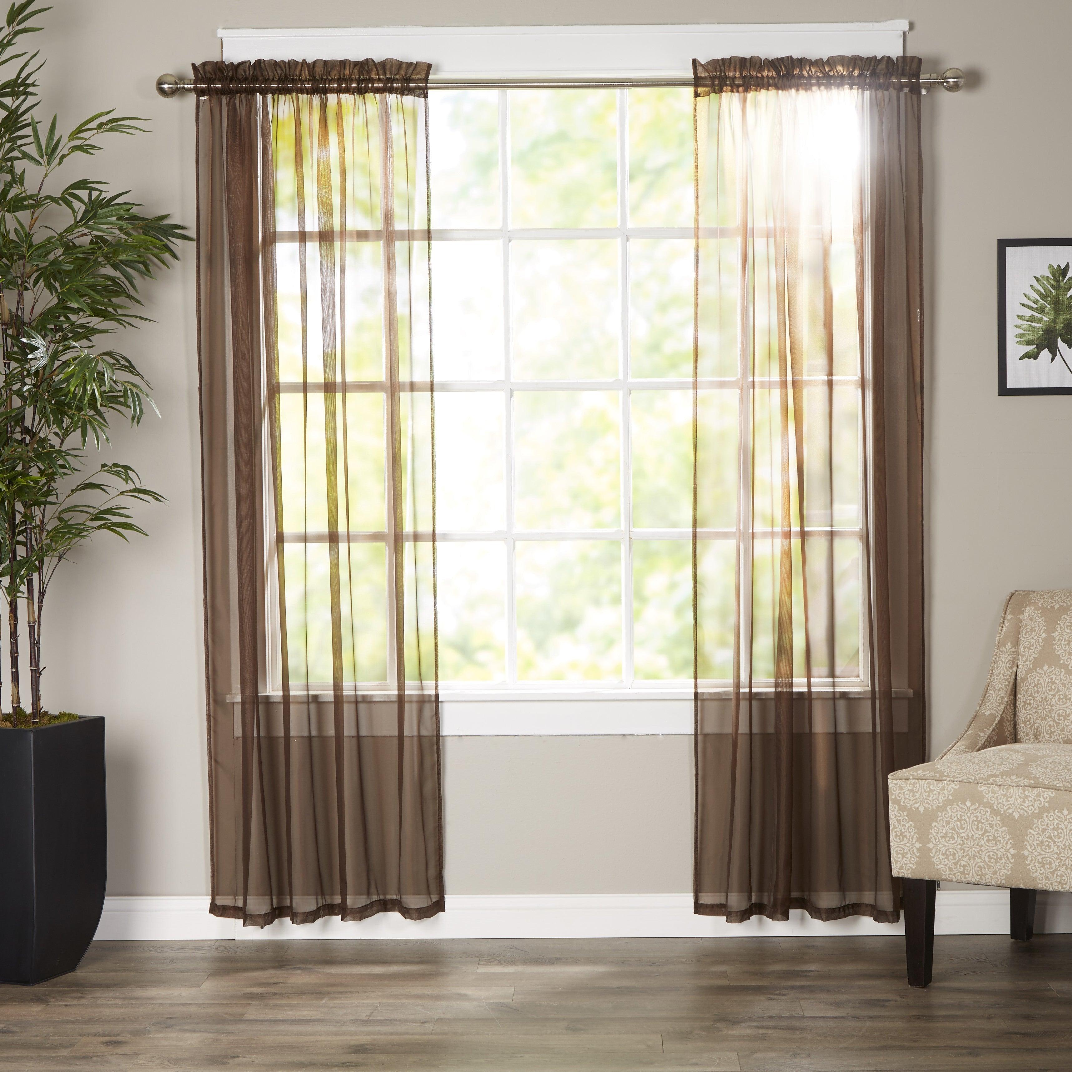 Set of 2 Sheer Curtain Panels - Rod Pocket