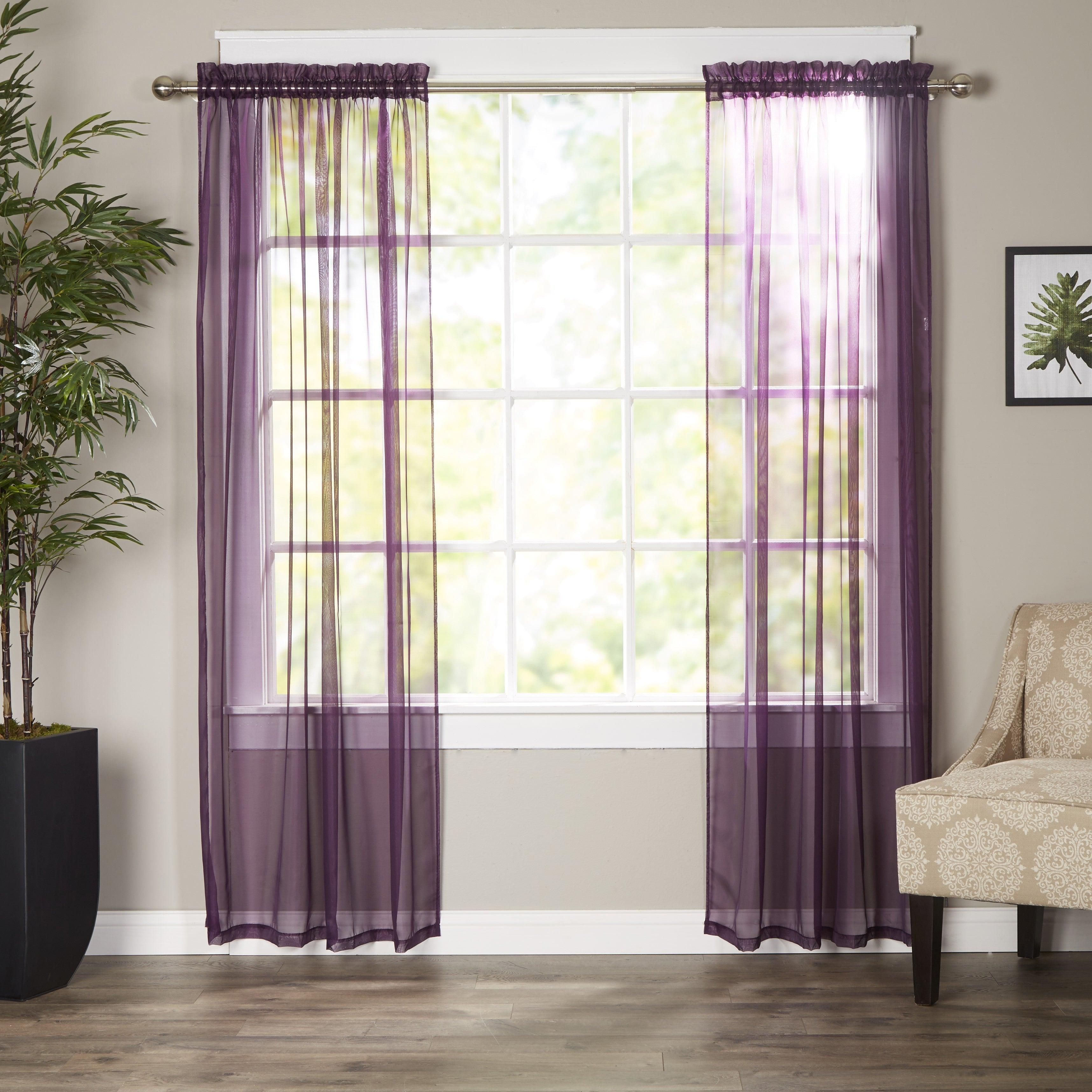 Set of 2 Sheer Curtain Panels - Rod Pocket