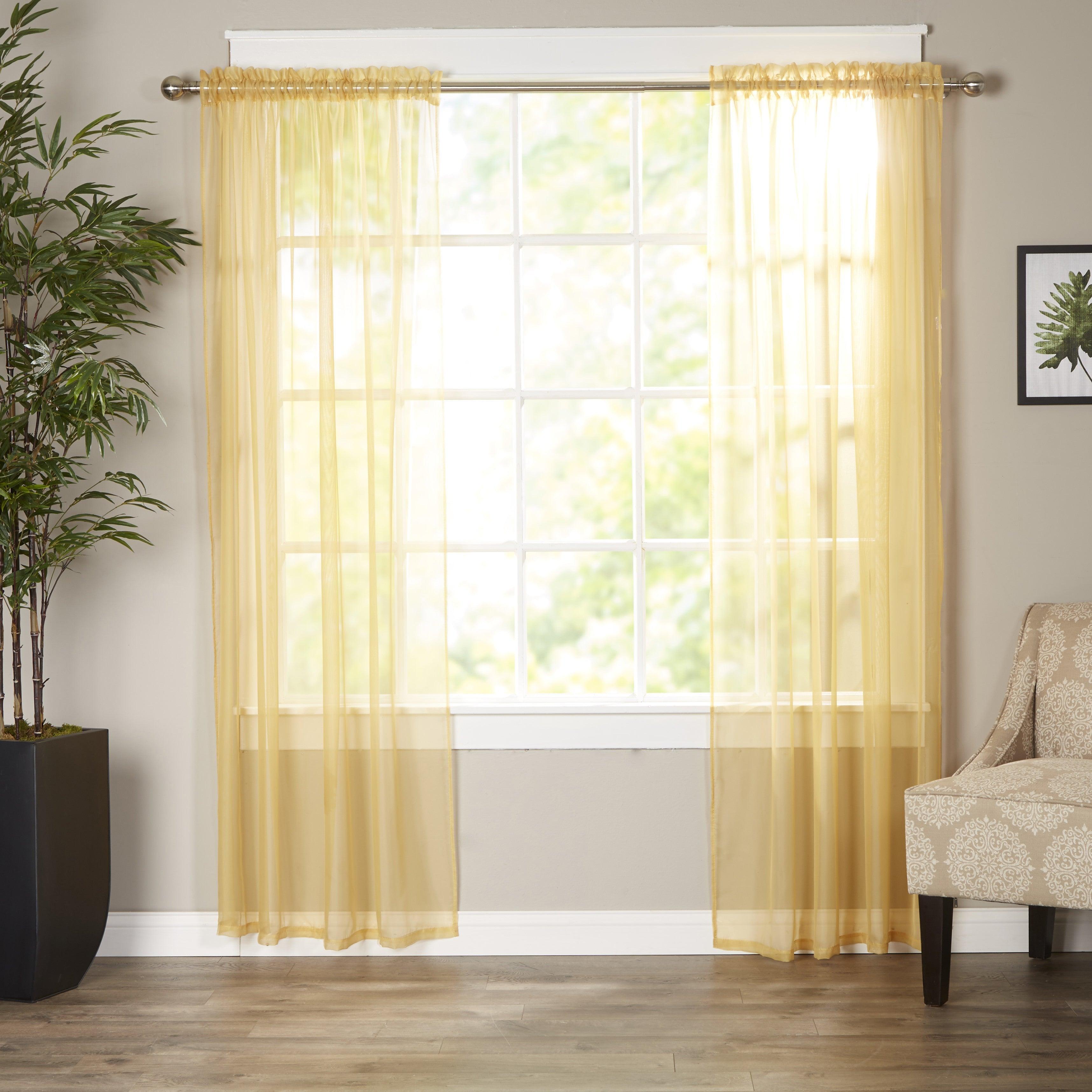 Set of 2 Sheer Curtain Panels - Rod Pocket