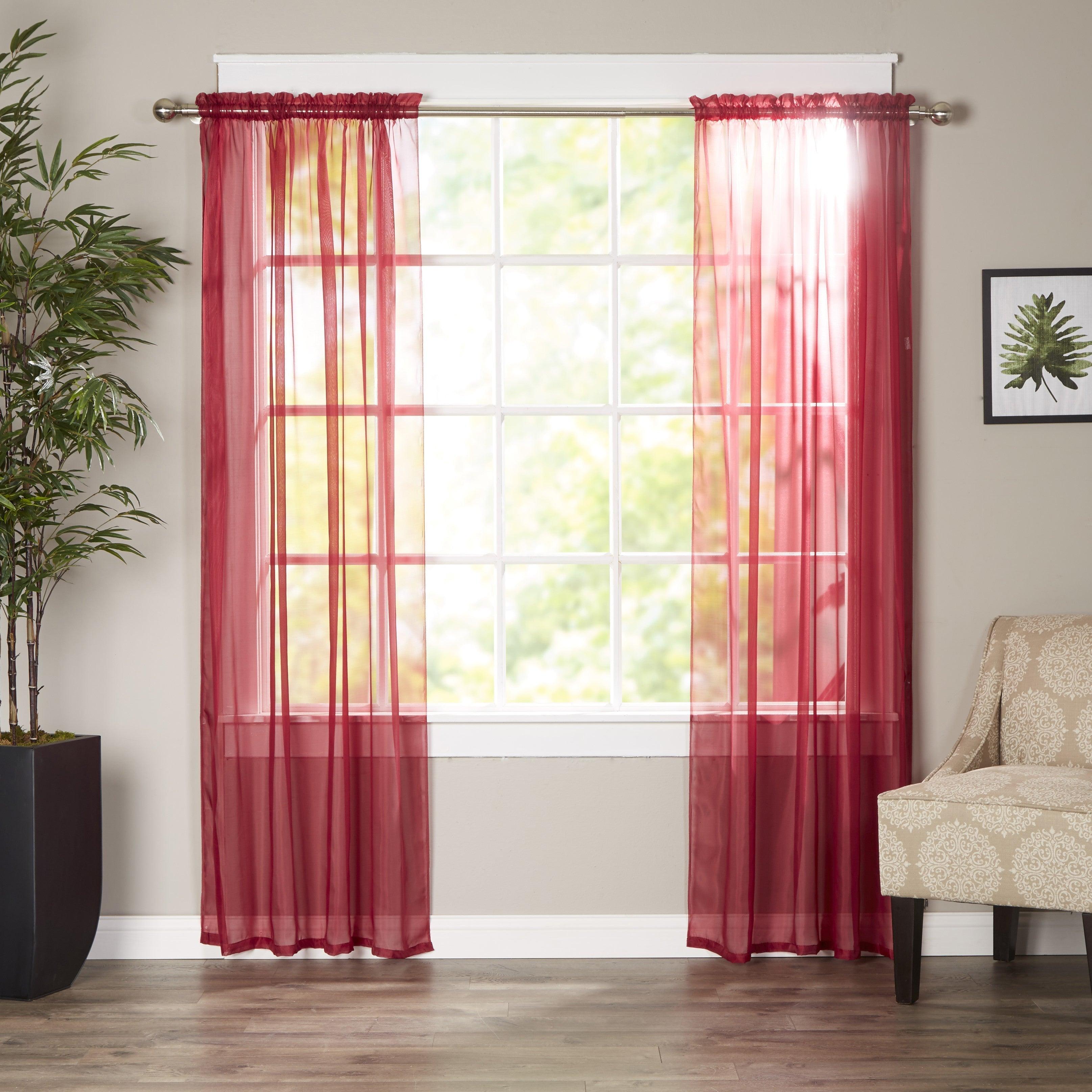 Set of 2 Sheer Curtain Panels - Rod Pocket
