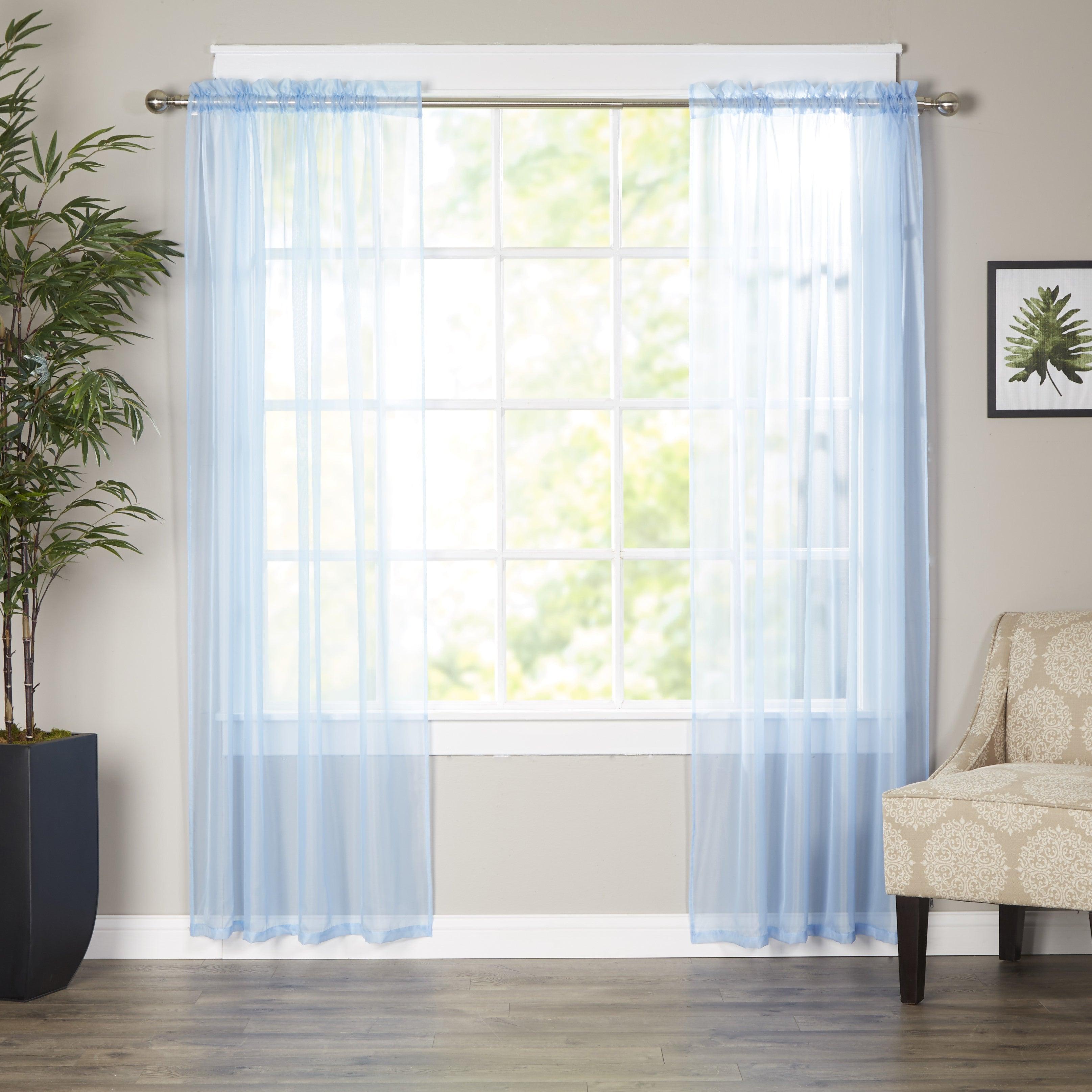 Set of 2 Sheer Curtain Panels - Rod Pocket