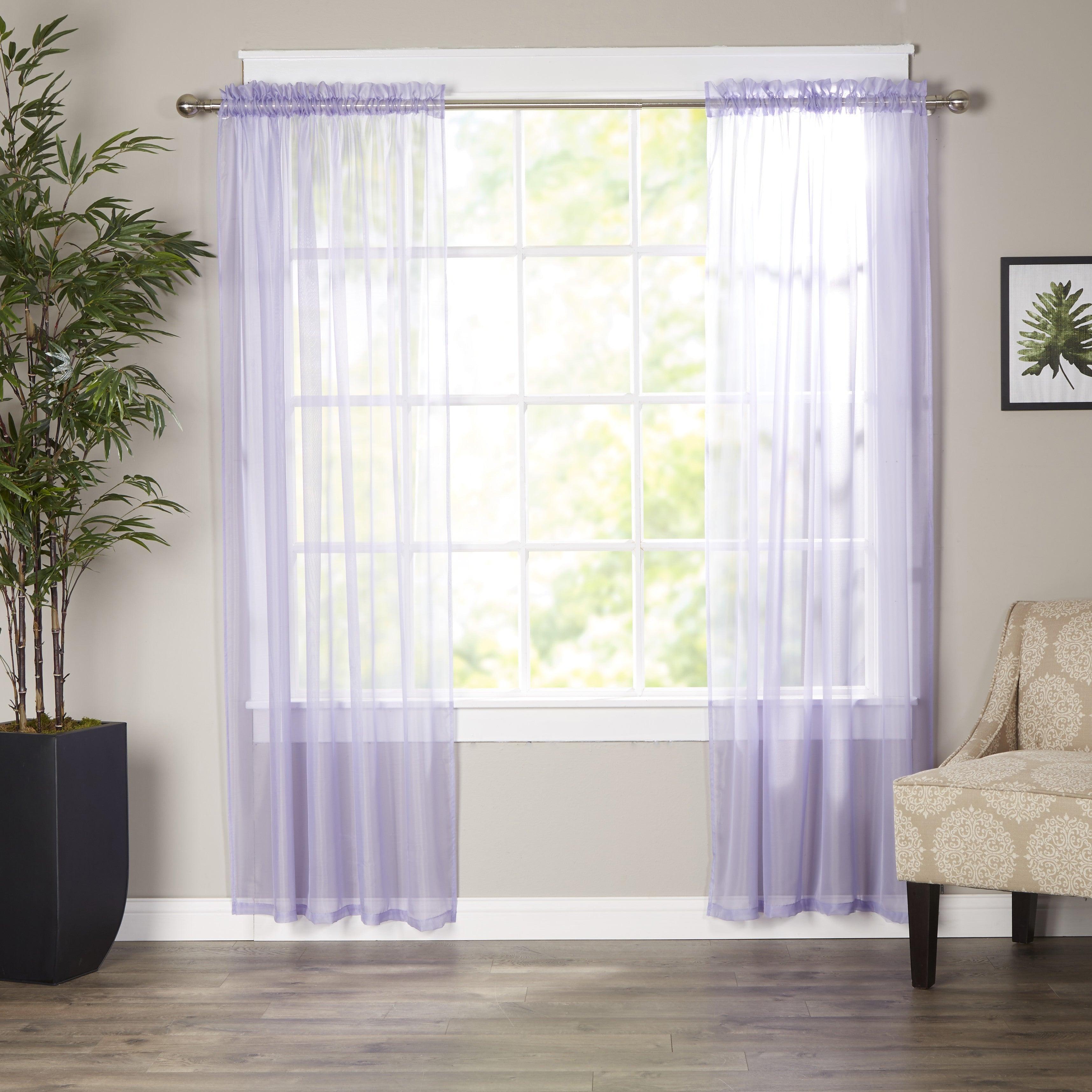 Set of 2 Sheer Curtain Panels - Rod Pocket