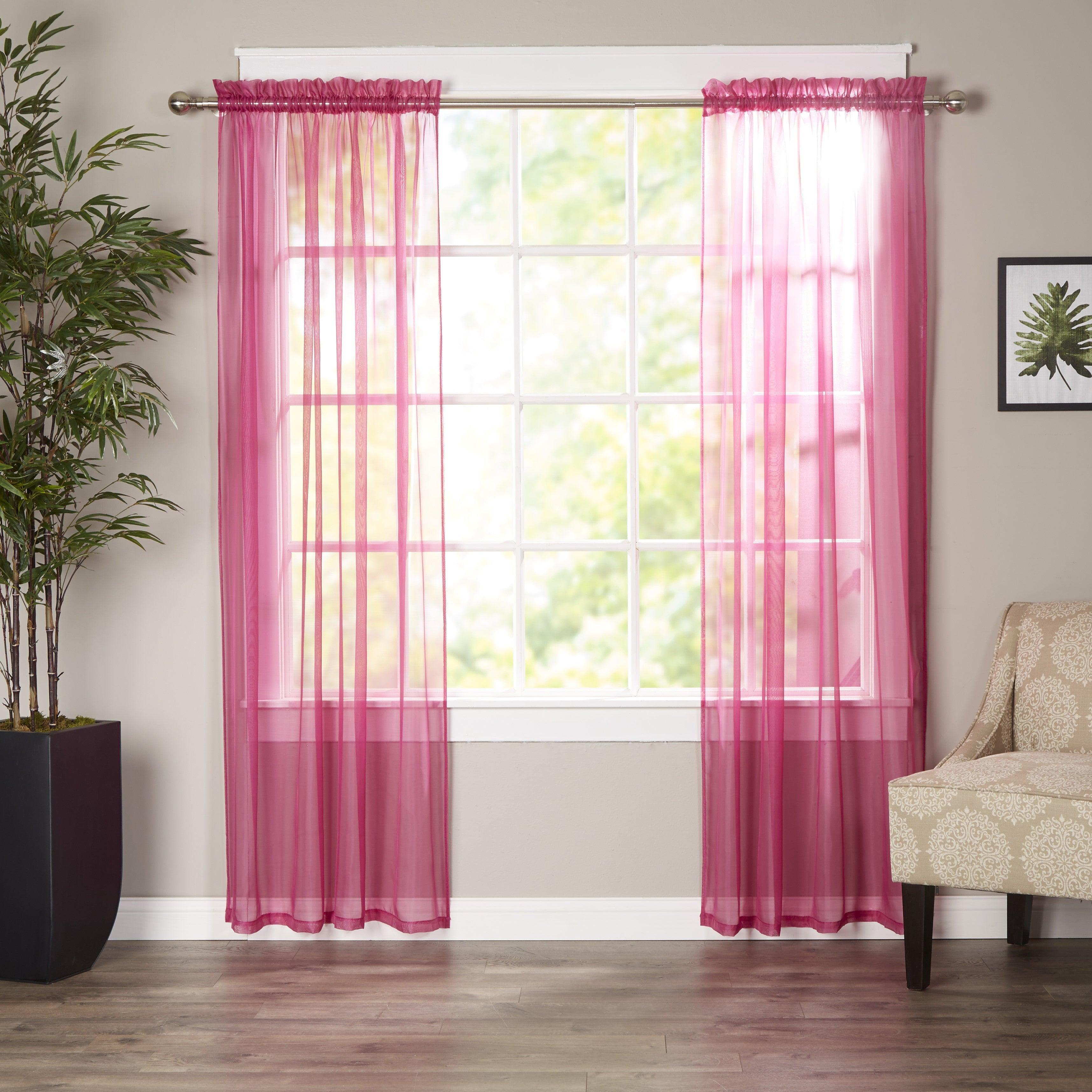 Set of 2 Sheer Curtain Panels - Rod Pocket