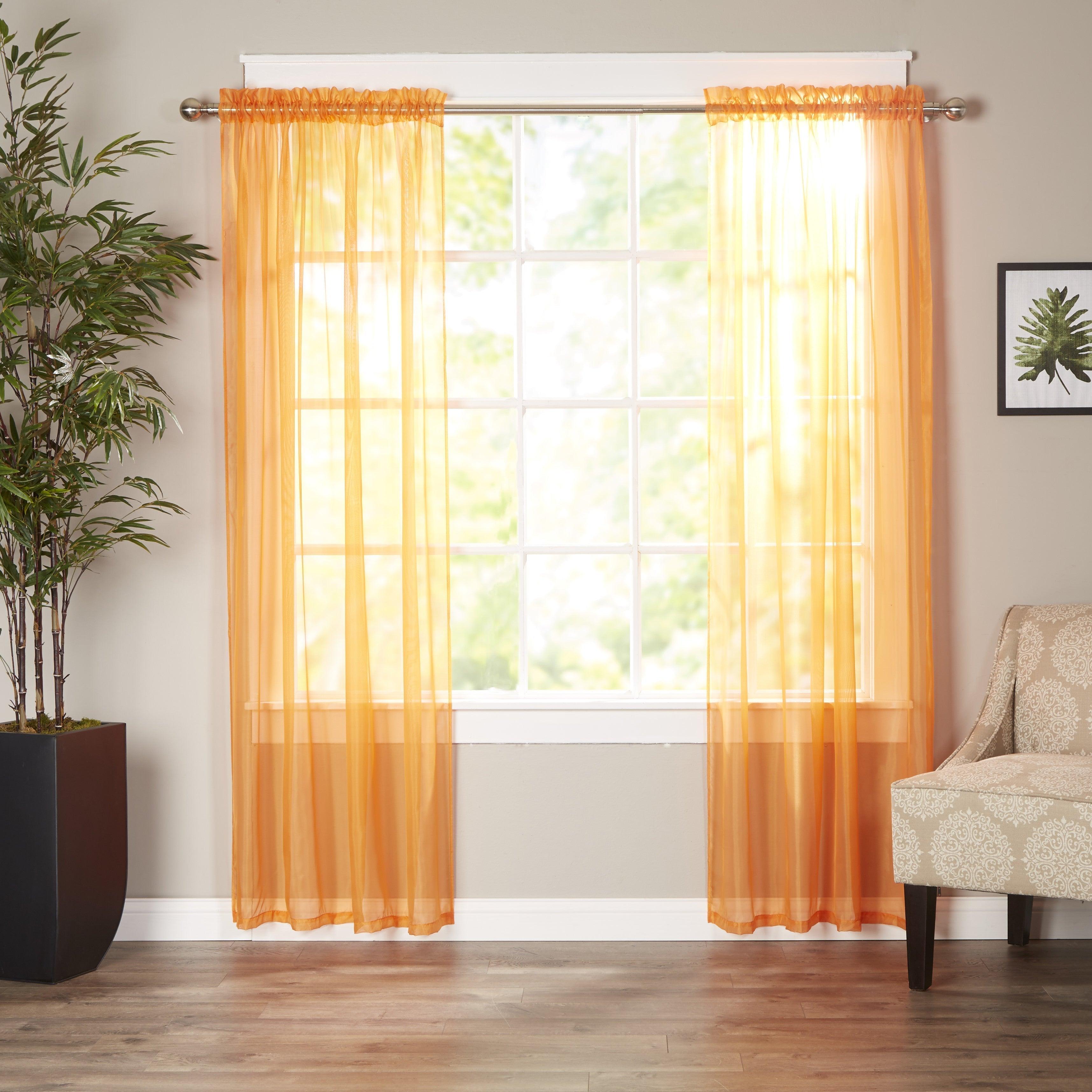 Set of 2 Sheer Curtain Panels - Rod Pocket