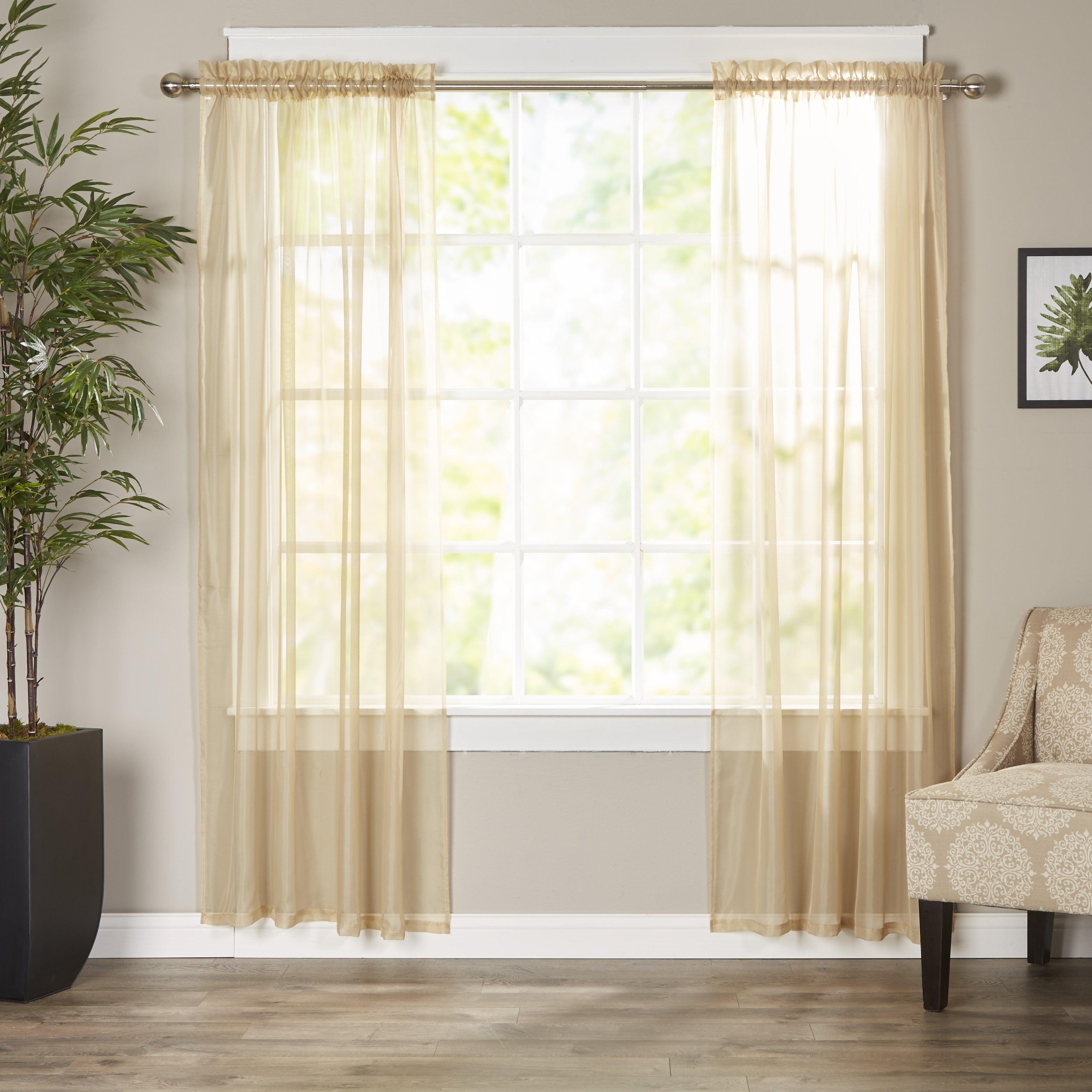 Set of 2 Sheer Curtain Panels - Rod Pocket