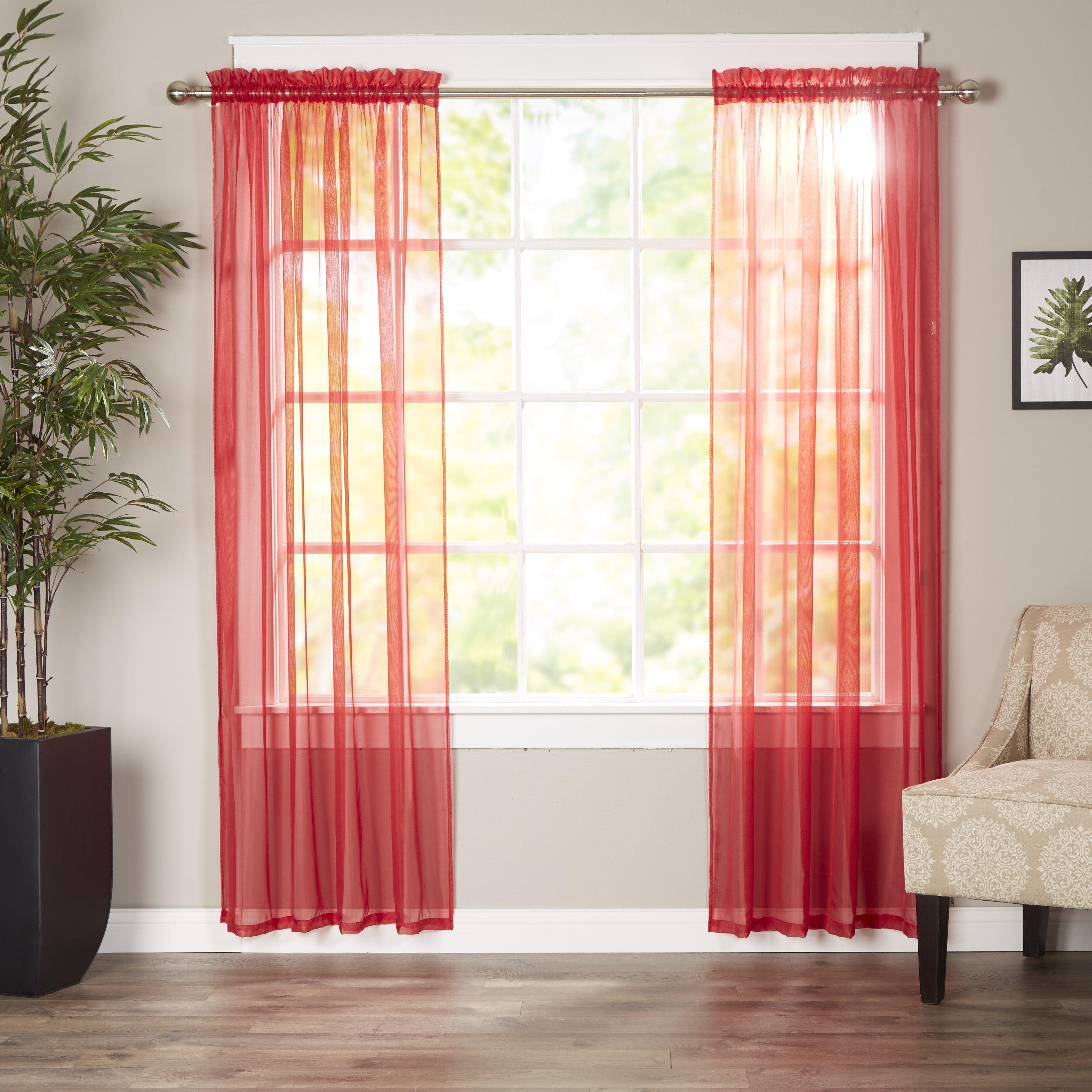 Set of 2 Sheer Curtain Panels - Rod Pocket
