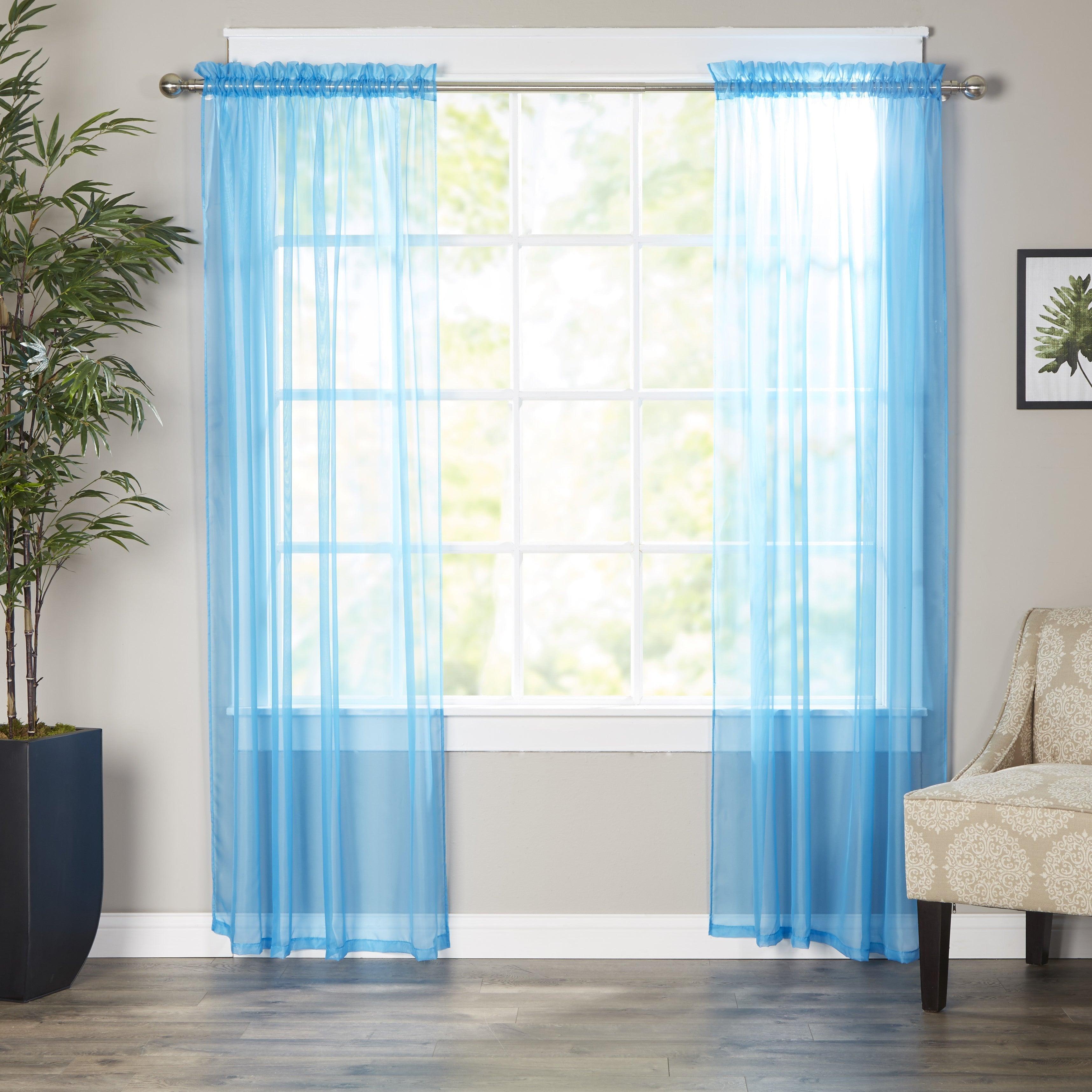Set of 2 Sheer Curtain Panels - Rod Pocket