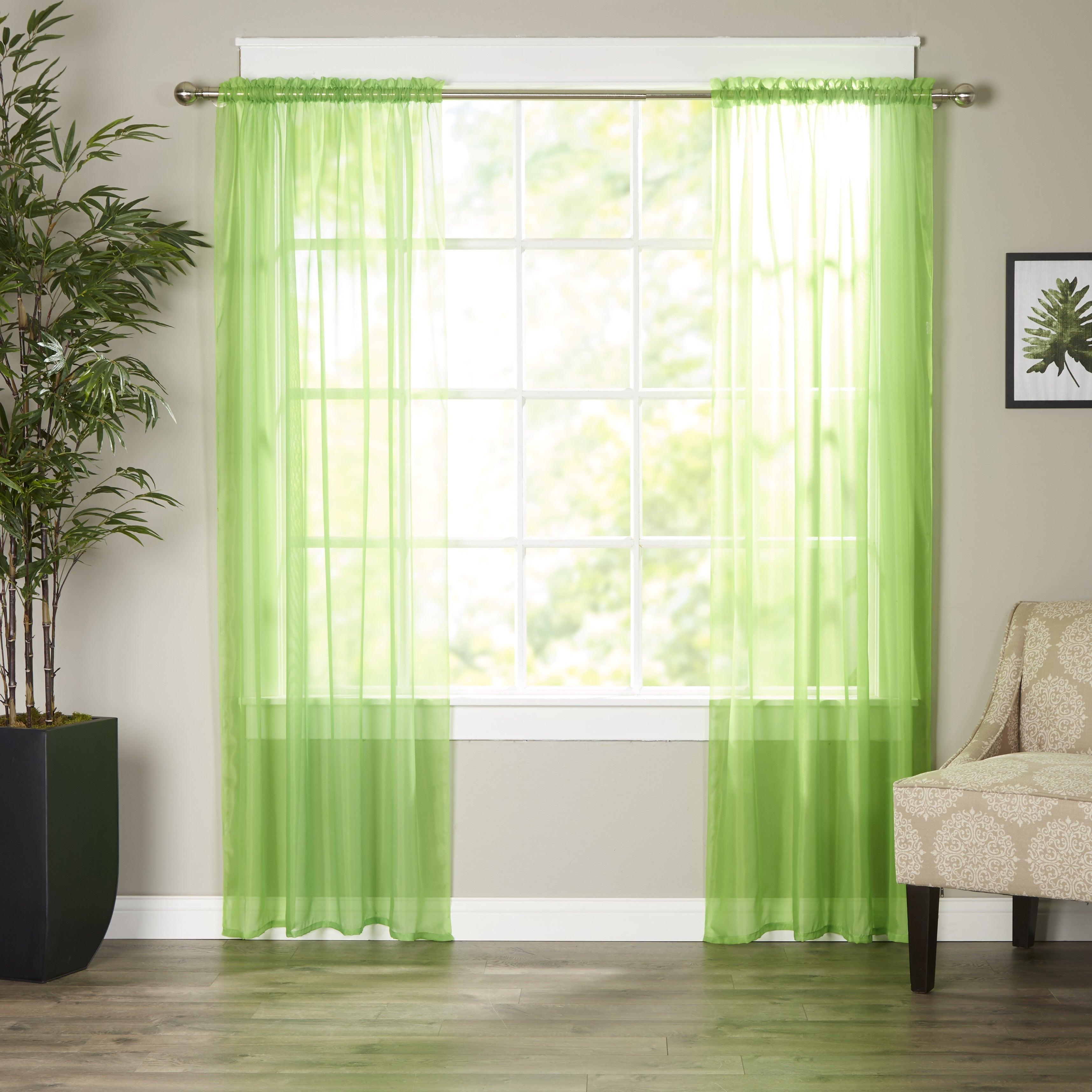 Set of 2 Sheer Curtain Panels - Rod Pocket