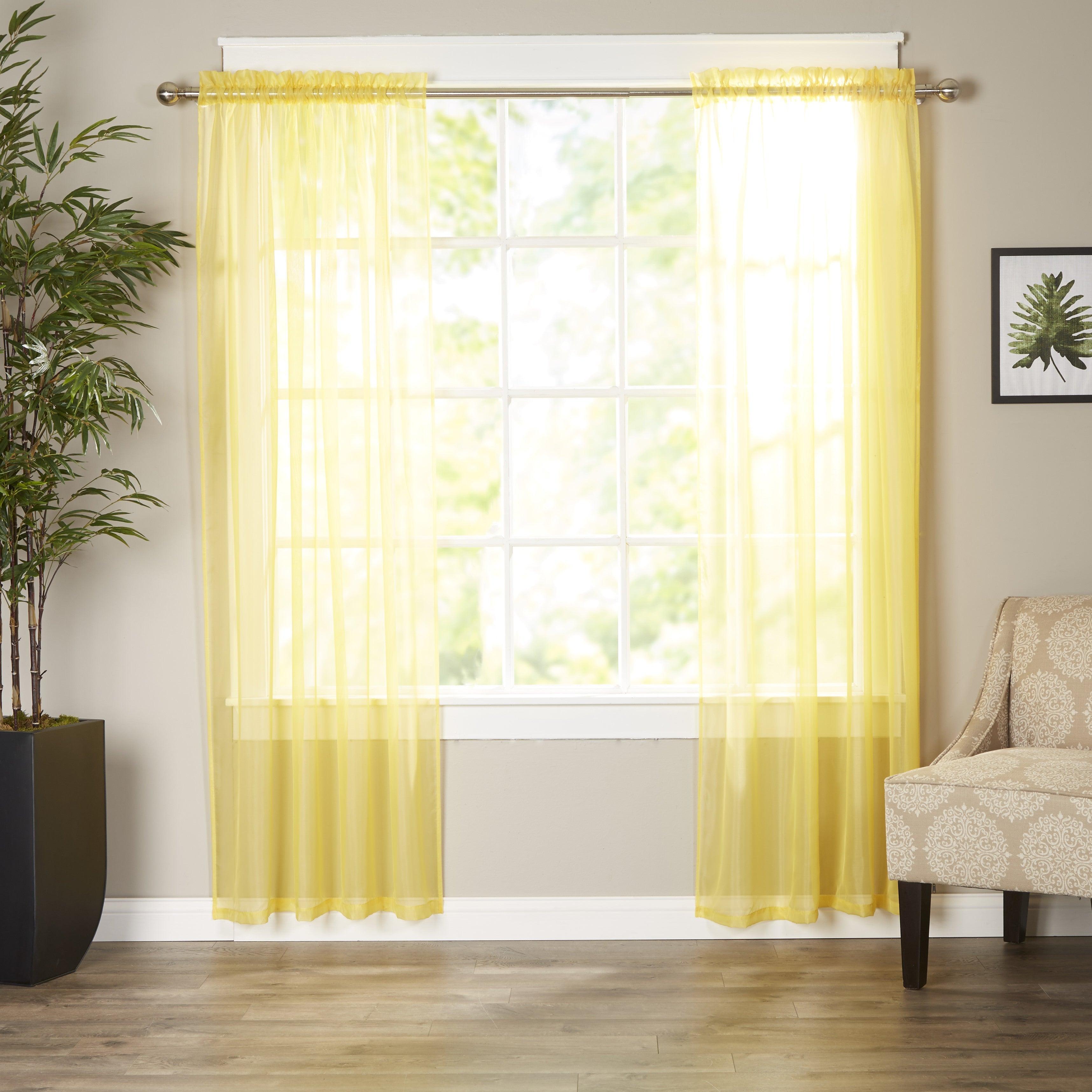 Set of 2 Sheer Curtain Panels - Rod Pocket