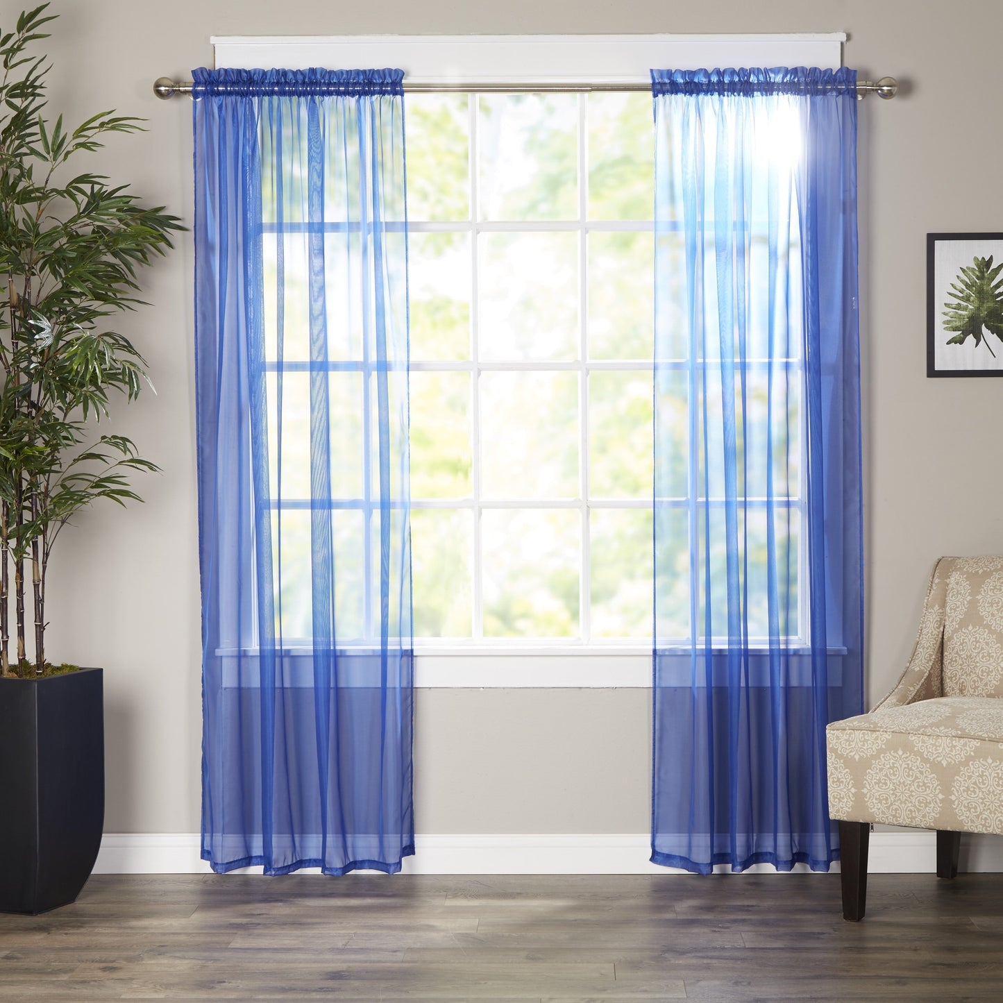 Elegant Comfort Set of 2 Sheer Curtain Panels - Rod Pocket