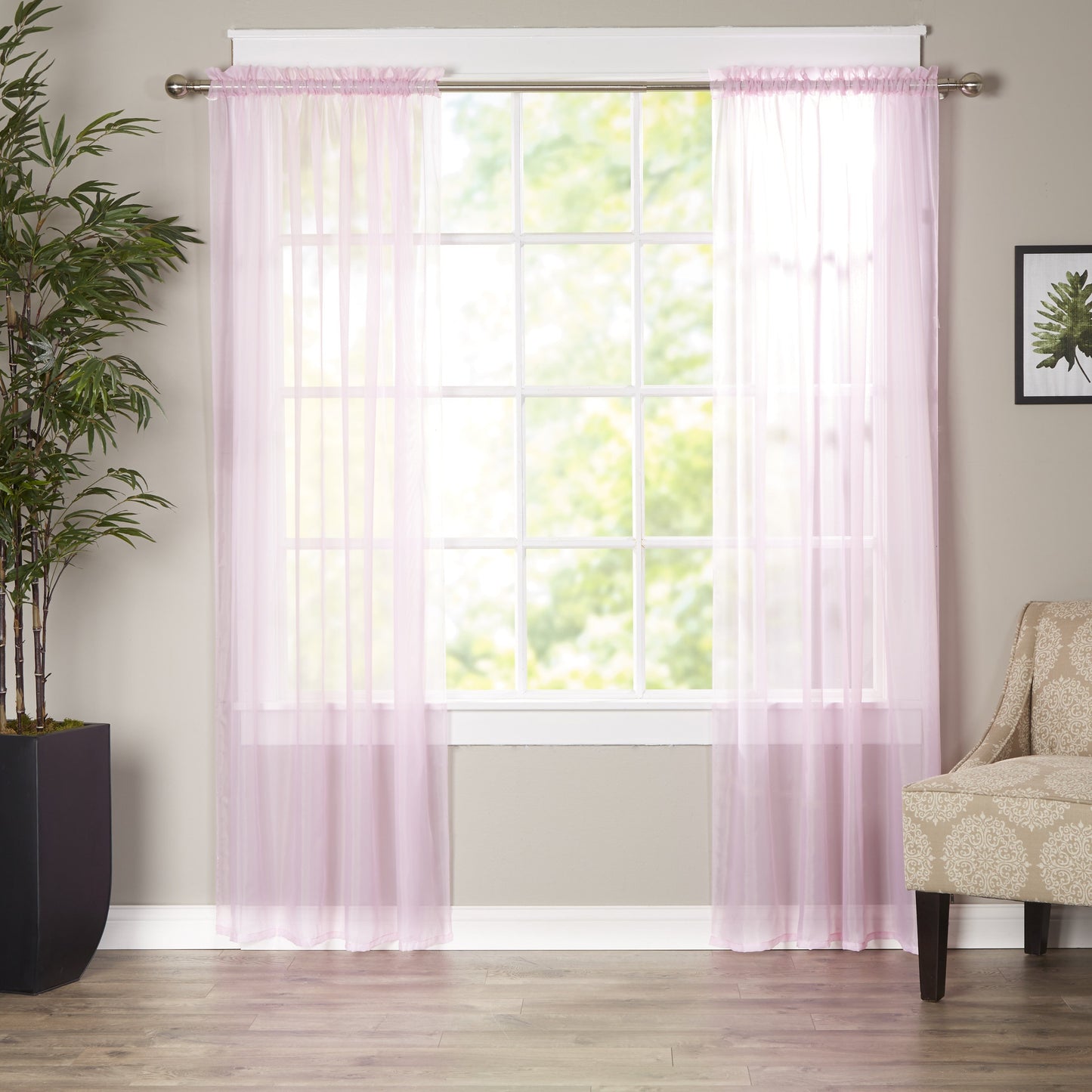 Elegant Comfort Set of 2 Sheer Curtain Panels - Rod Pocket
