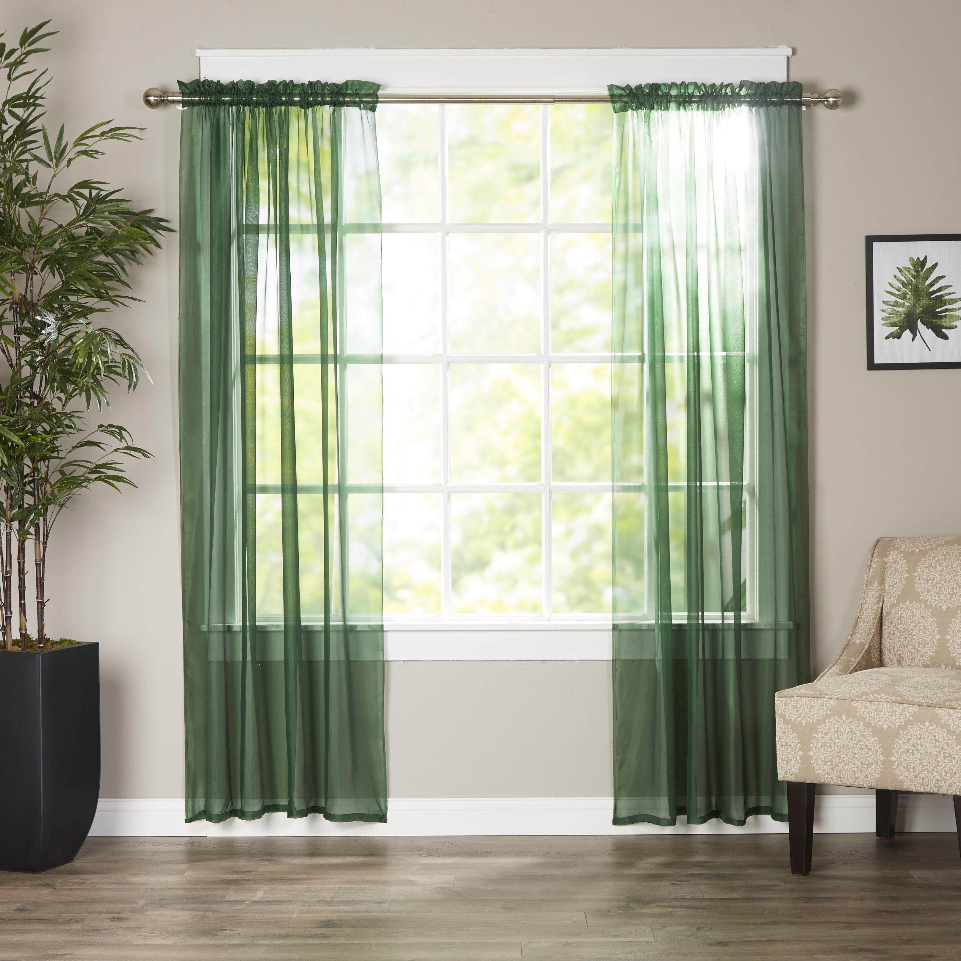 Set of 2 Sheer Curtain Panels - Rod Pocket