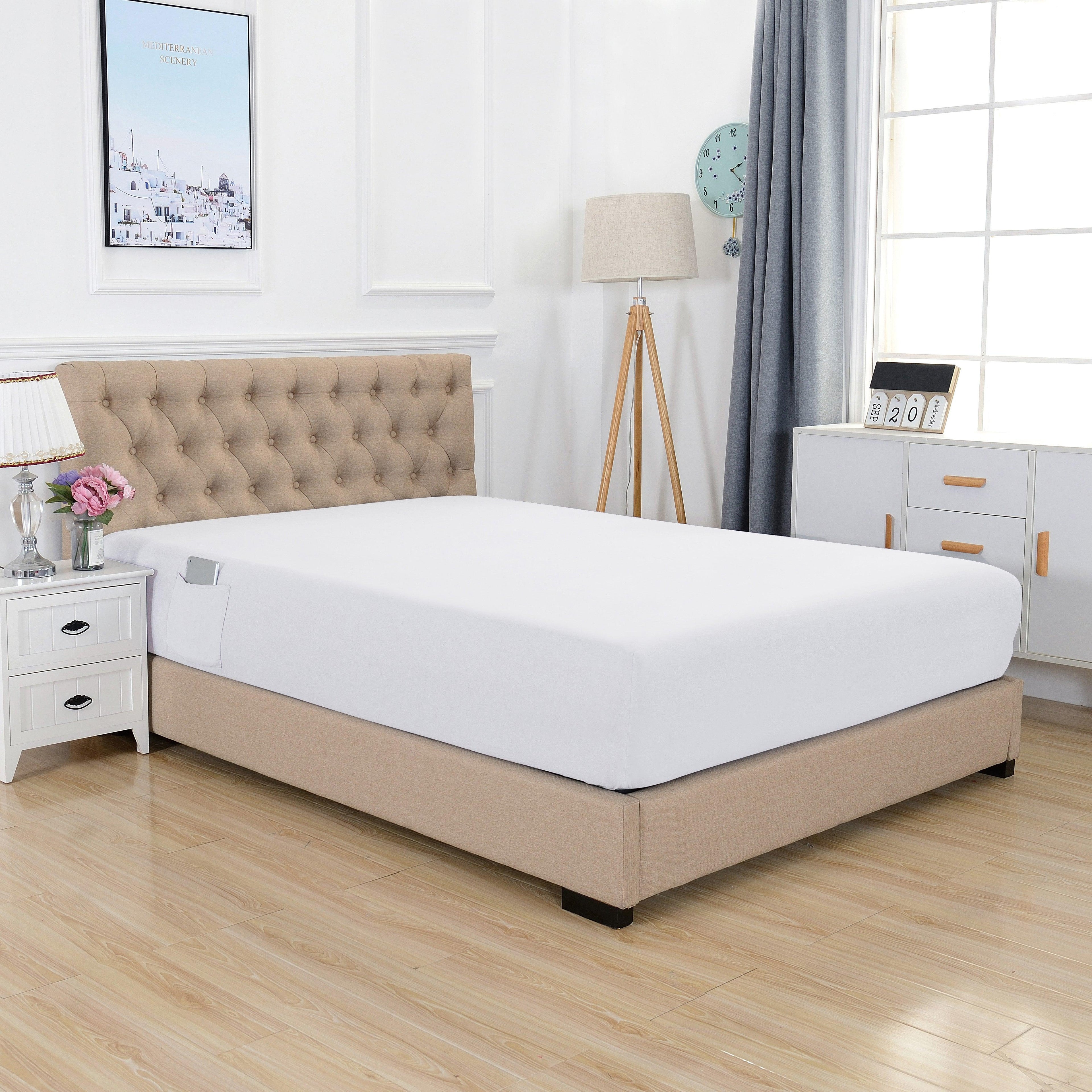 Extra Deep 18"-21" Single Fitted Sheet for High Mattress - All Around Elastic with Straps