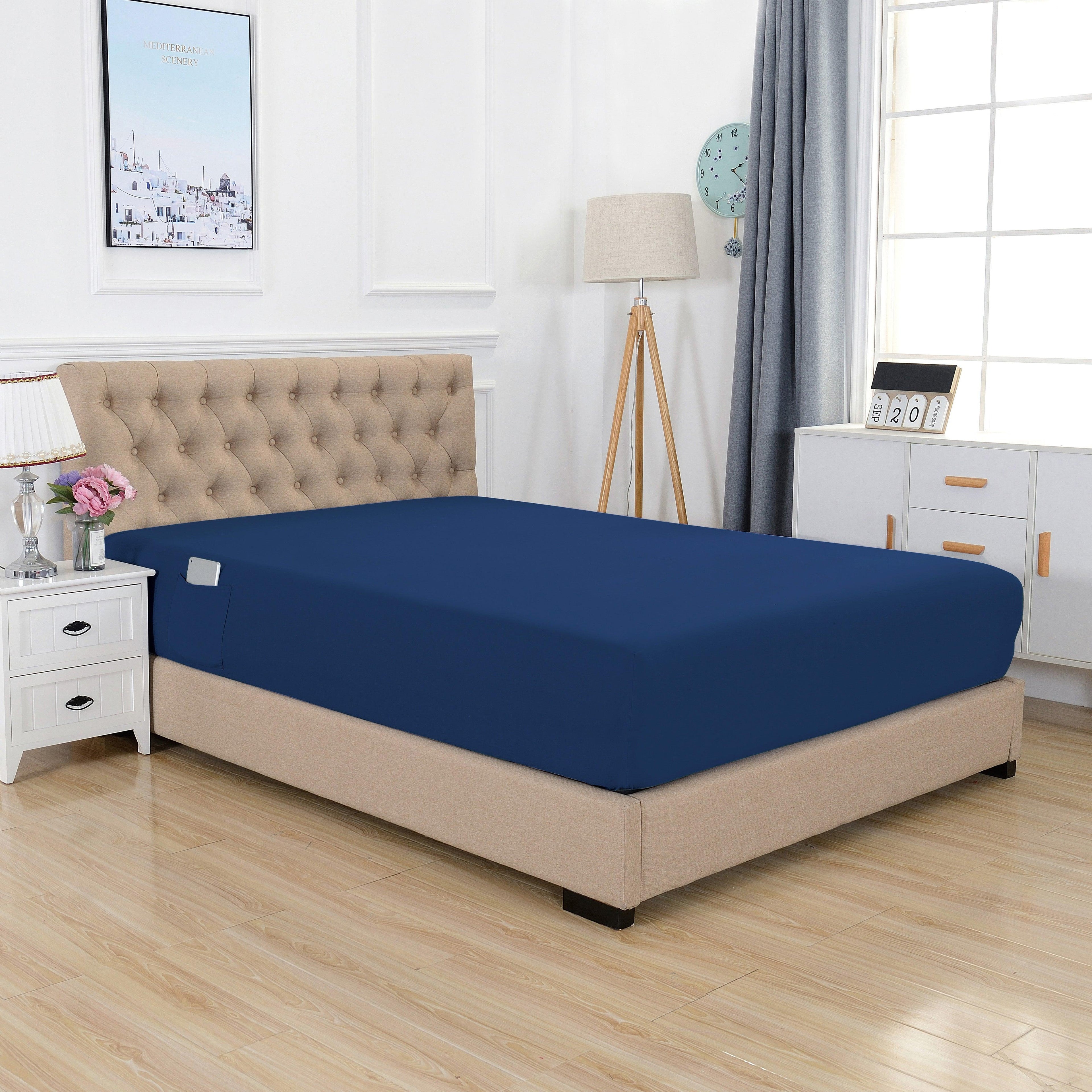 Extra Deep 18"-21" Single Fitted Sheet for High Mattress - All Around Elastic with Straps