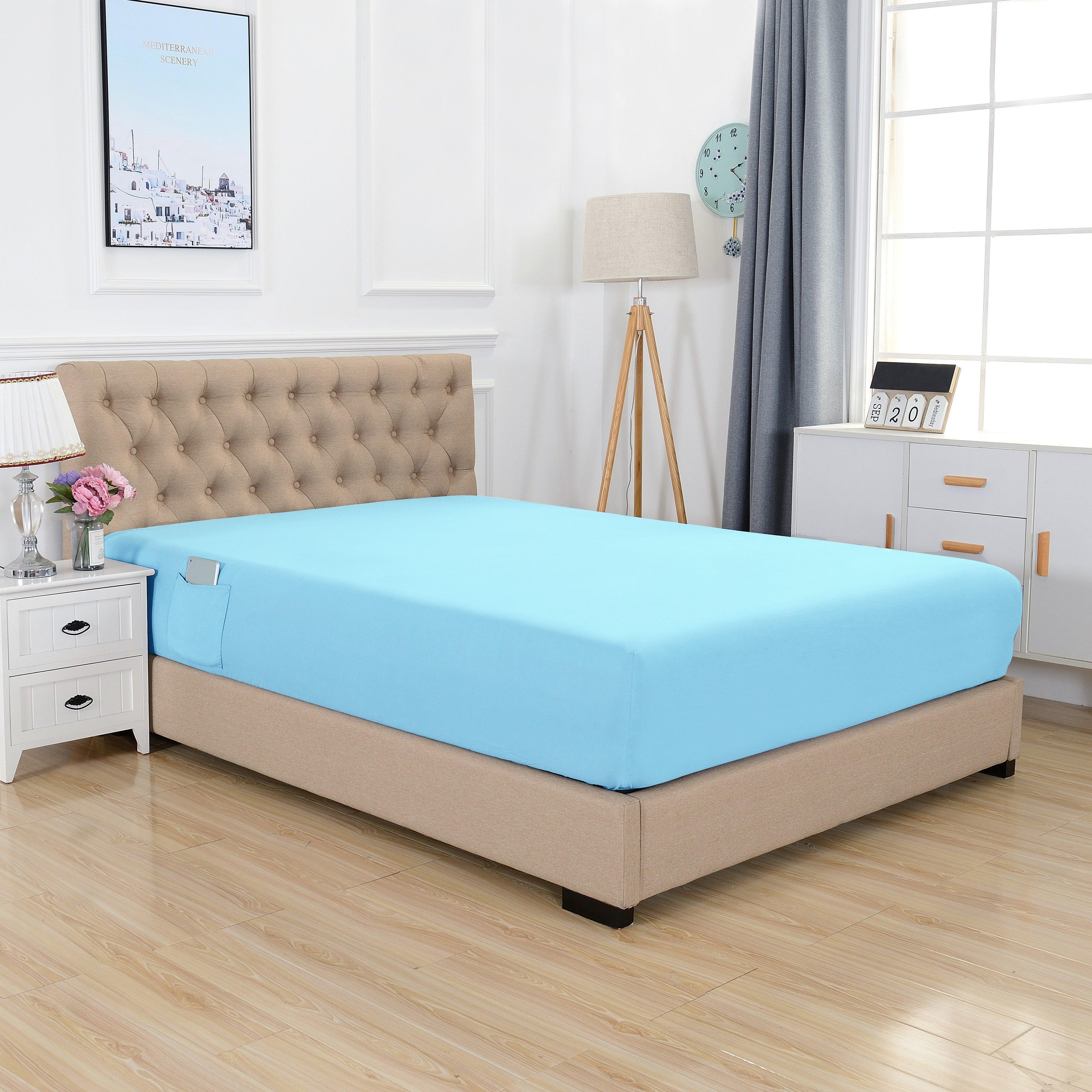 Extra Deep 18"-21" Single Fitted Sheet for High Mattress - All Around Elastic with Straps