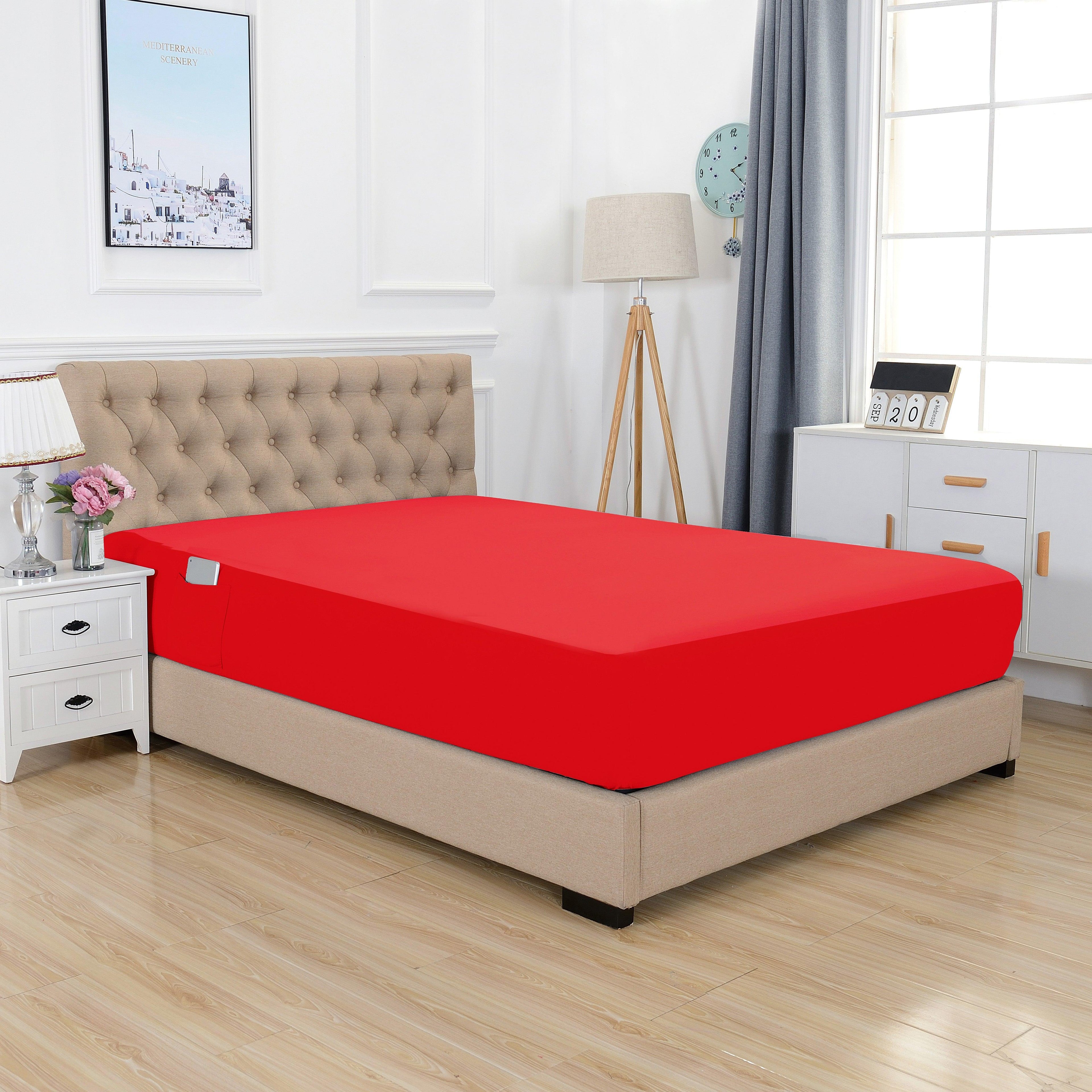 Extra Deep 18"-21" Single Fitted Sheet for High Mattress - All Around Elastic with Straps