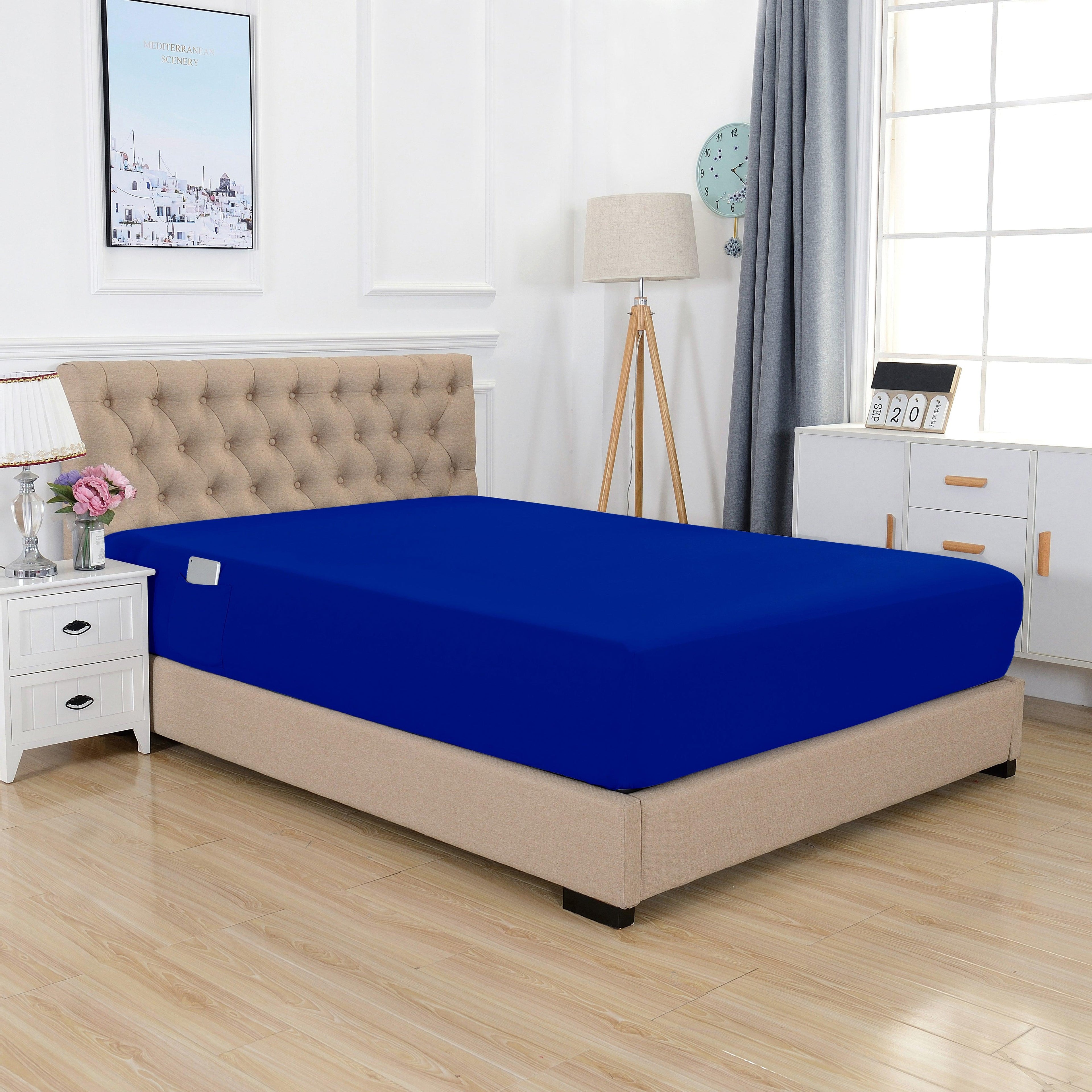Extra Deep 18"-21" Single Fitted Sheet for High Mattress - All Around Elastic with Straps