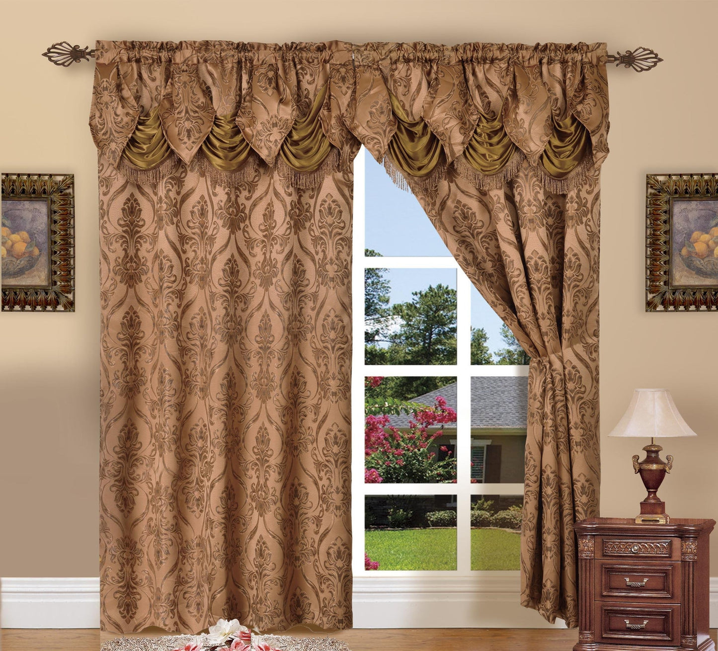 Elegant Comfort Set of 2 Penelopie Jacquard Look Curtain Panels - 54" W x 84" L