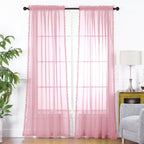 Set of 2 Pom Pom Tasseled Sheer Curtain - Rod Pocket
