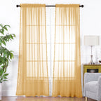 Set of 2 Pom Pom Tasseled Sheer Curtain - Rod Pocket