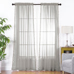Set of 2 Pom Pom Tasseled Sheer Curtain - Rod Pocket